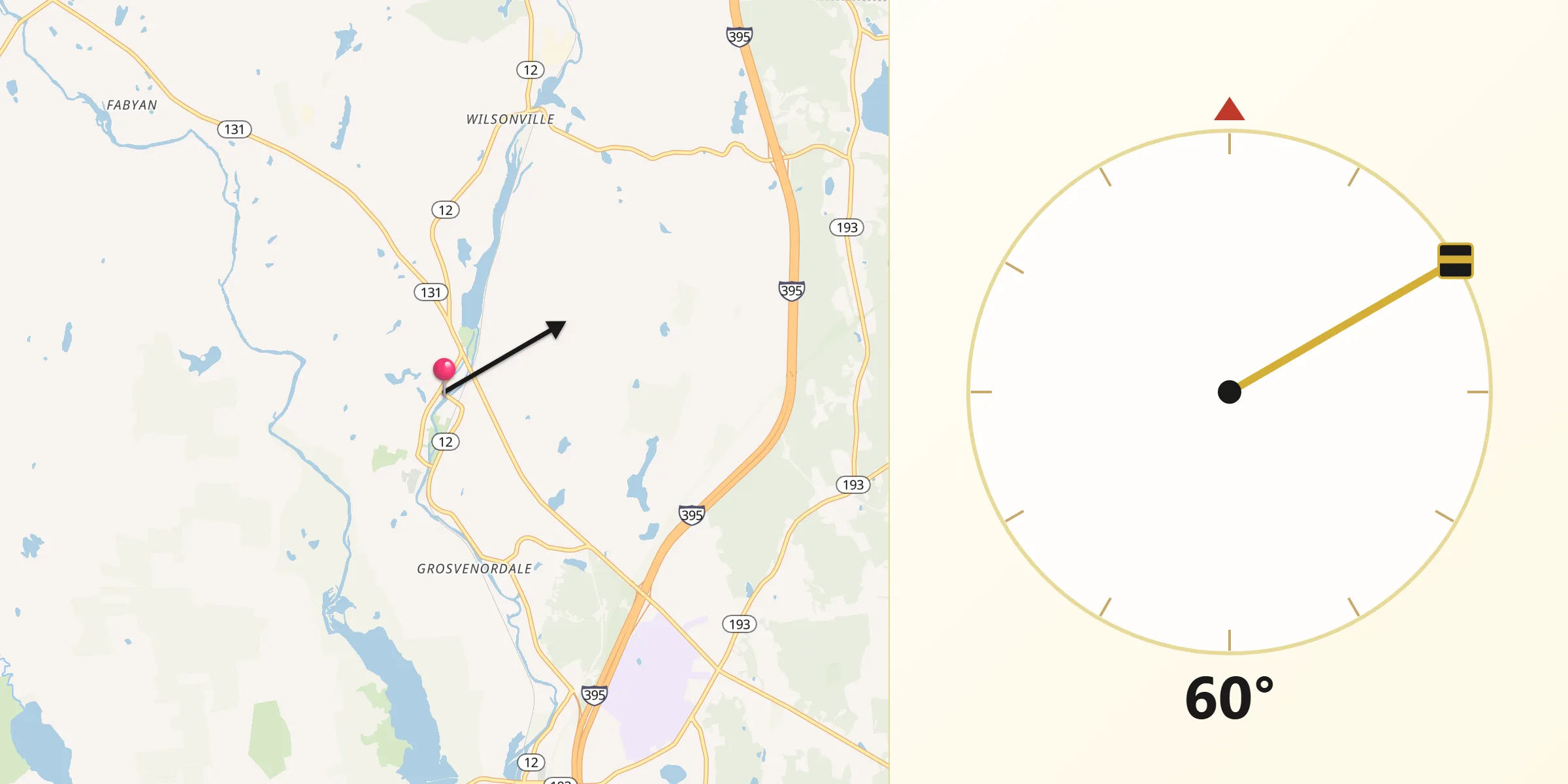 Qibla Direction from North Grosvenor Dale