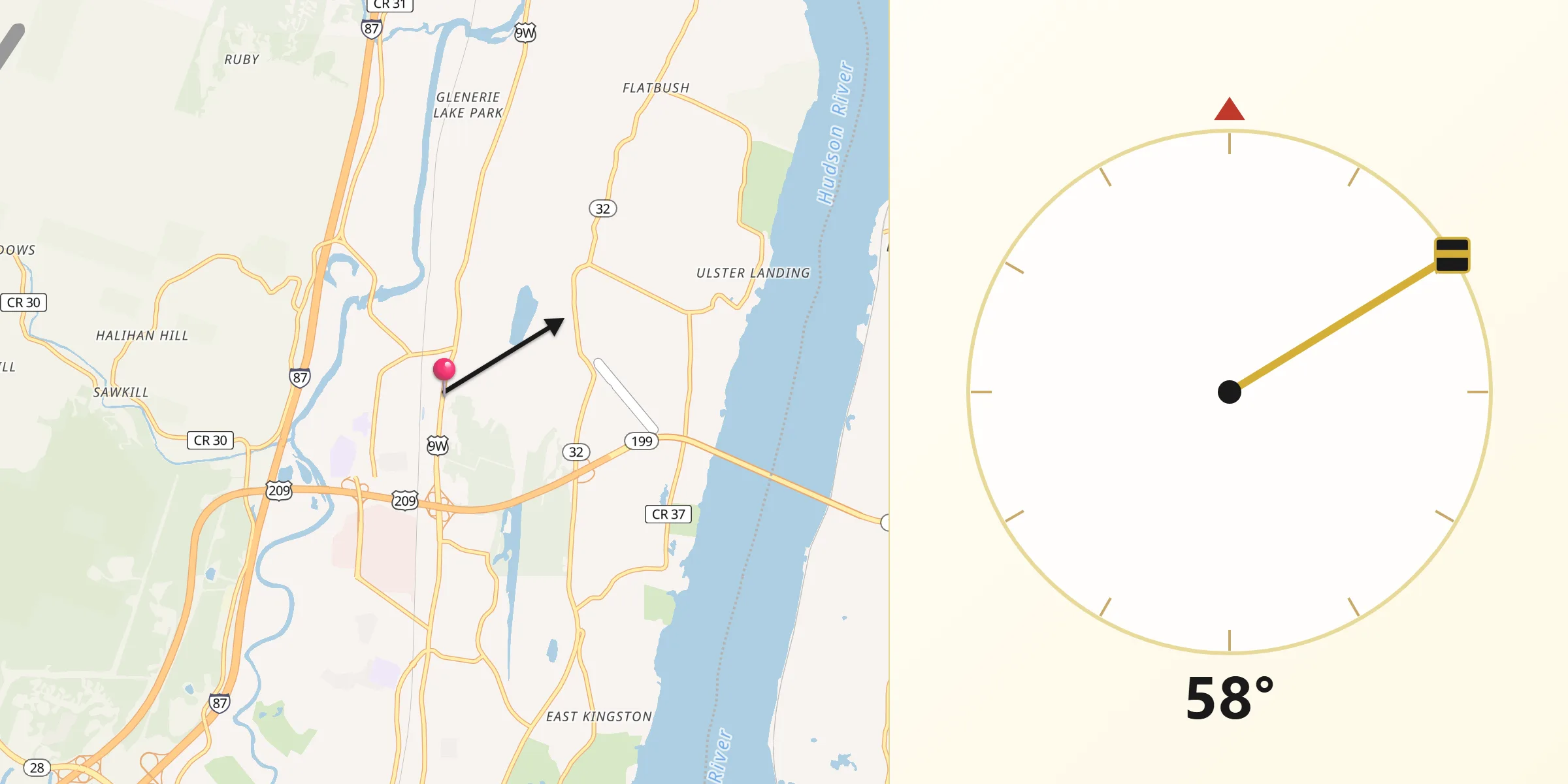 Qibla Direction from Lake Katrine