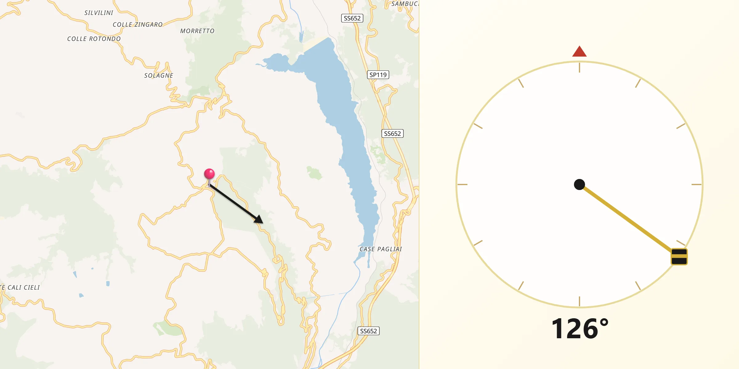 Direzione della Qibla da Montebello sul Sangro