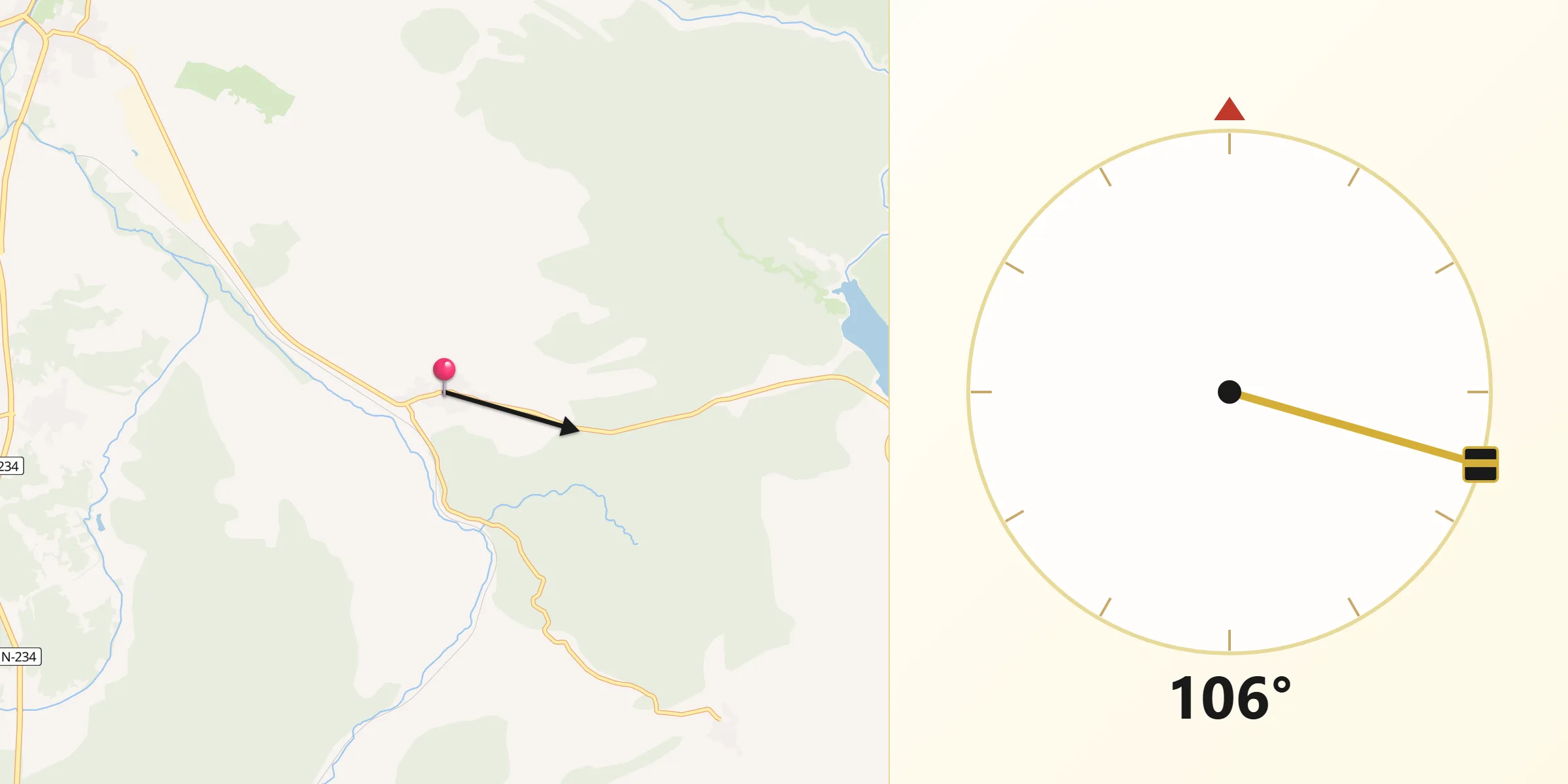Dirección de la Qibla desde Castrillo de la Reina