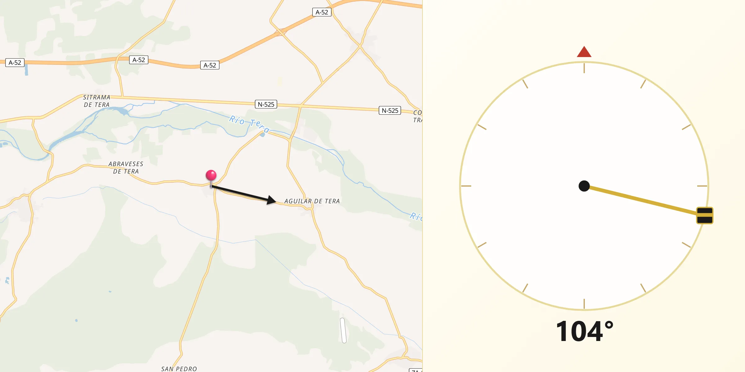Dirección de la Qibla desde Micereces de Tera
