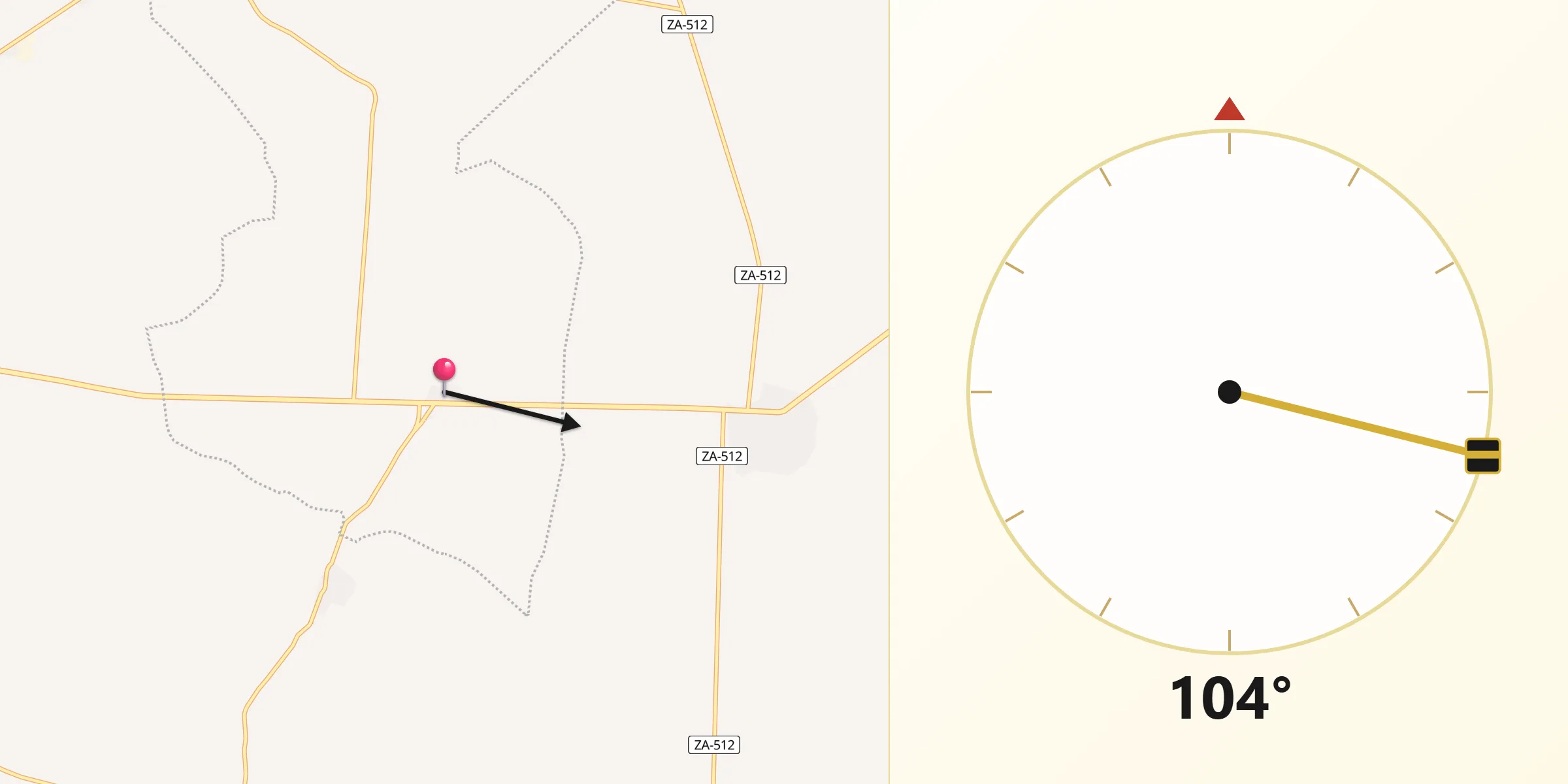 Dirección de la Qibla desde Quintanilla del Molar