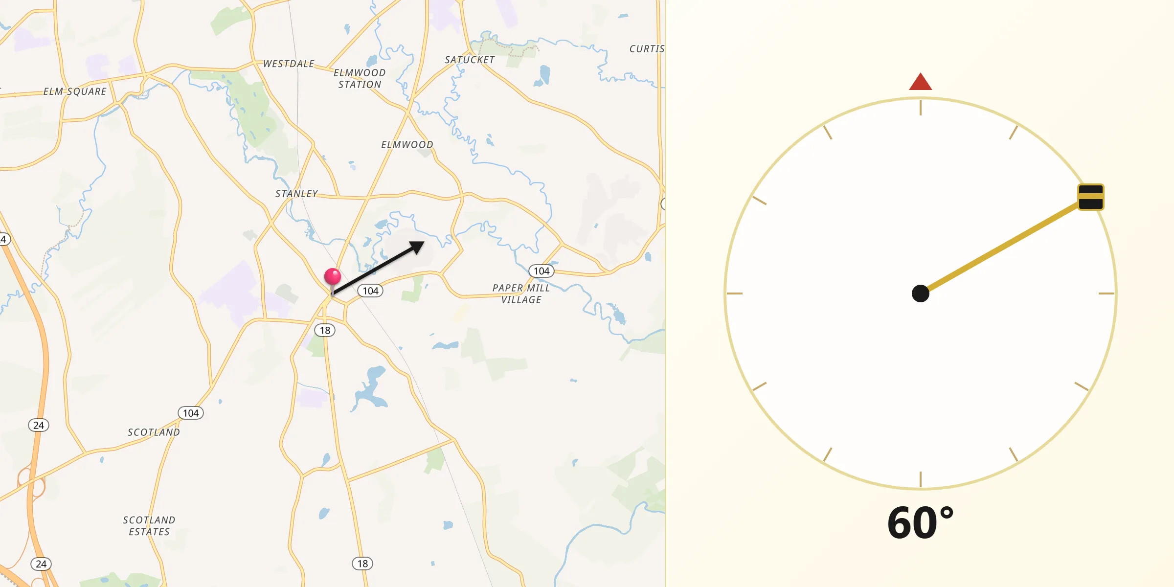 Qibla Direction from Bridgewater