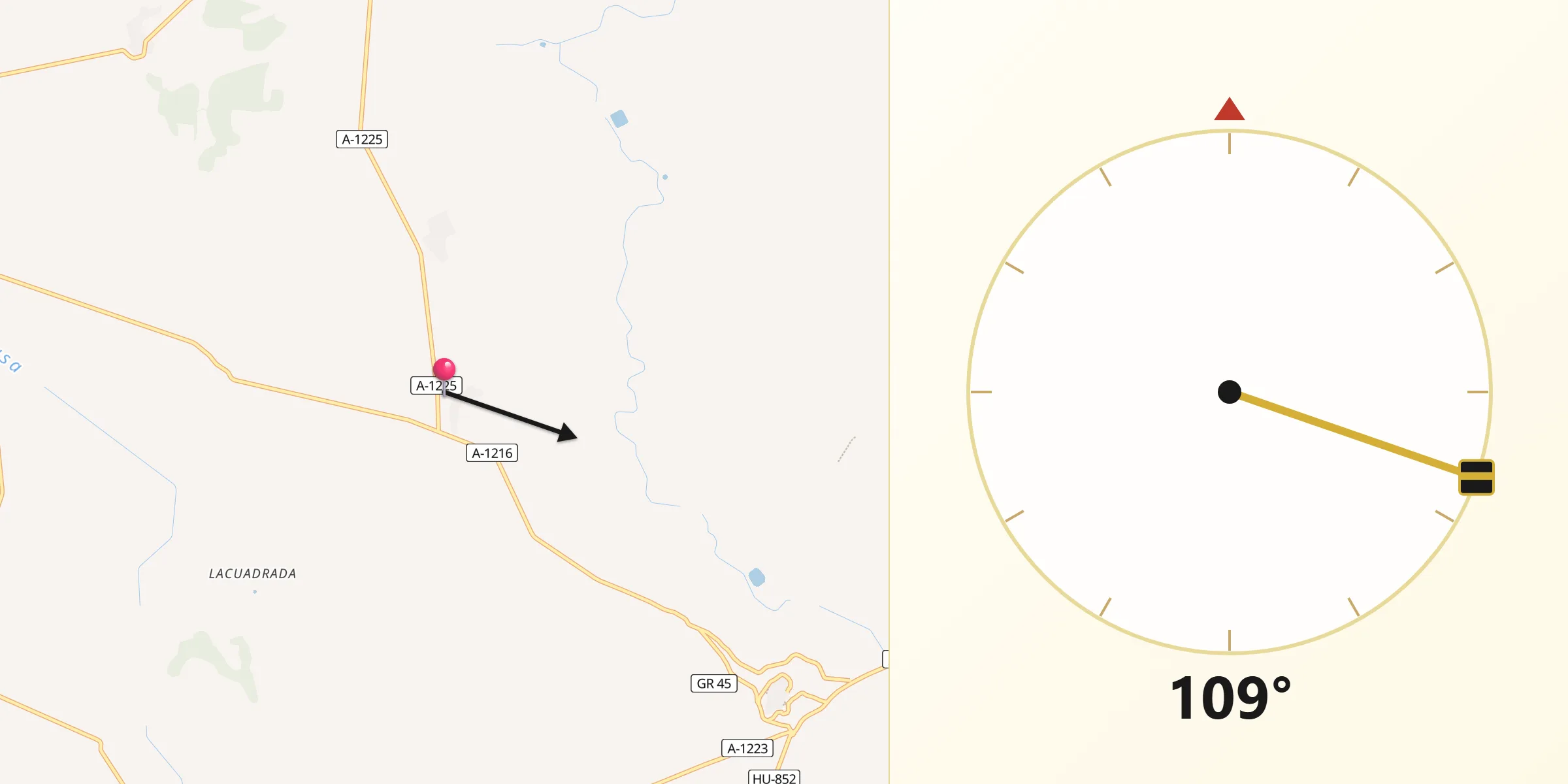 Dirección de la Qibla desde Laperdiguera