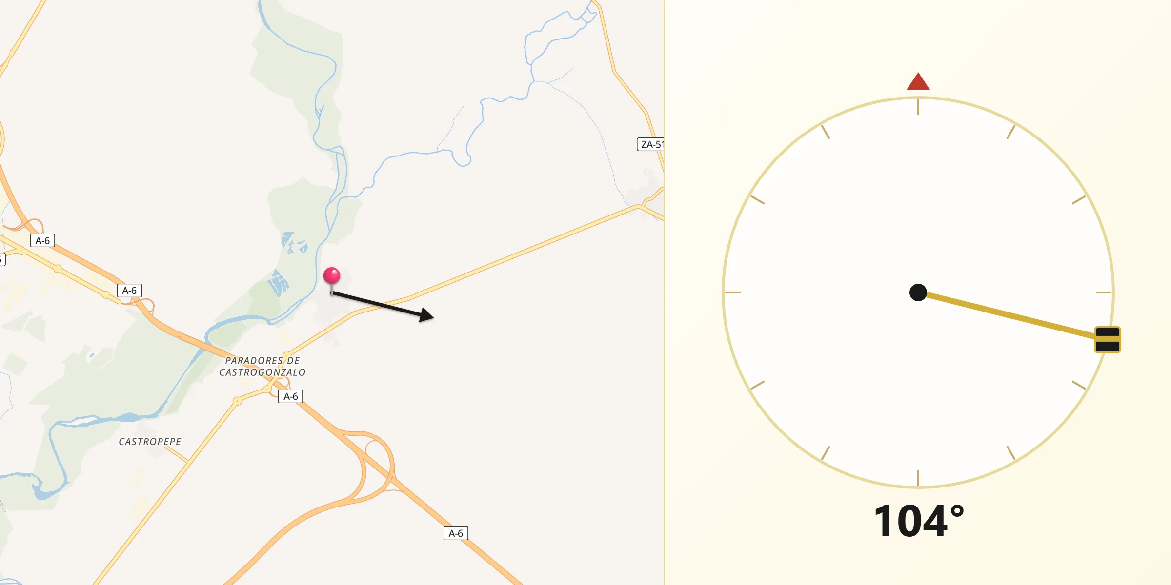 Dirección de la Qibla desde Castrogonzalo