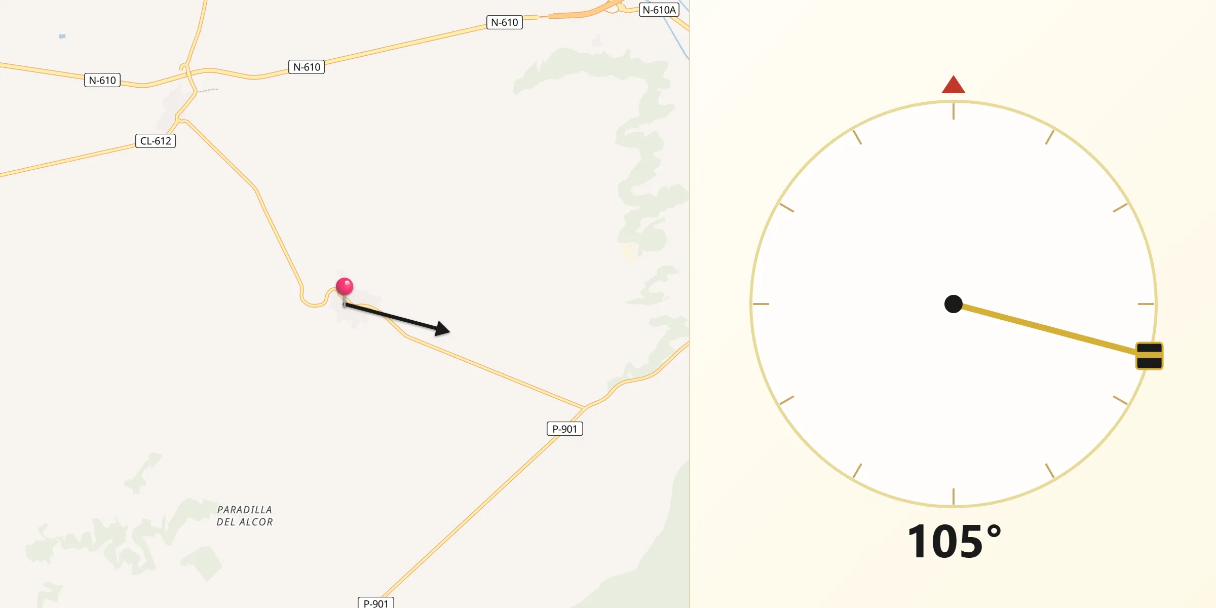 Dirección de la Qibla desde Autilla del Pino