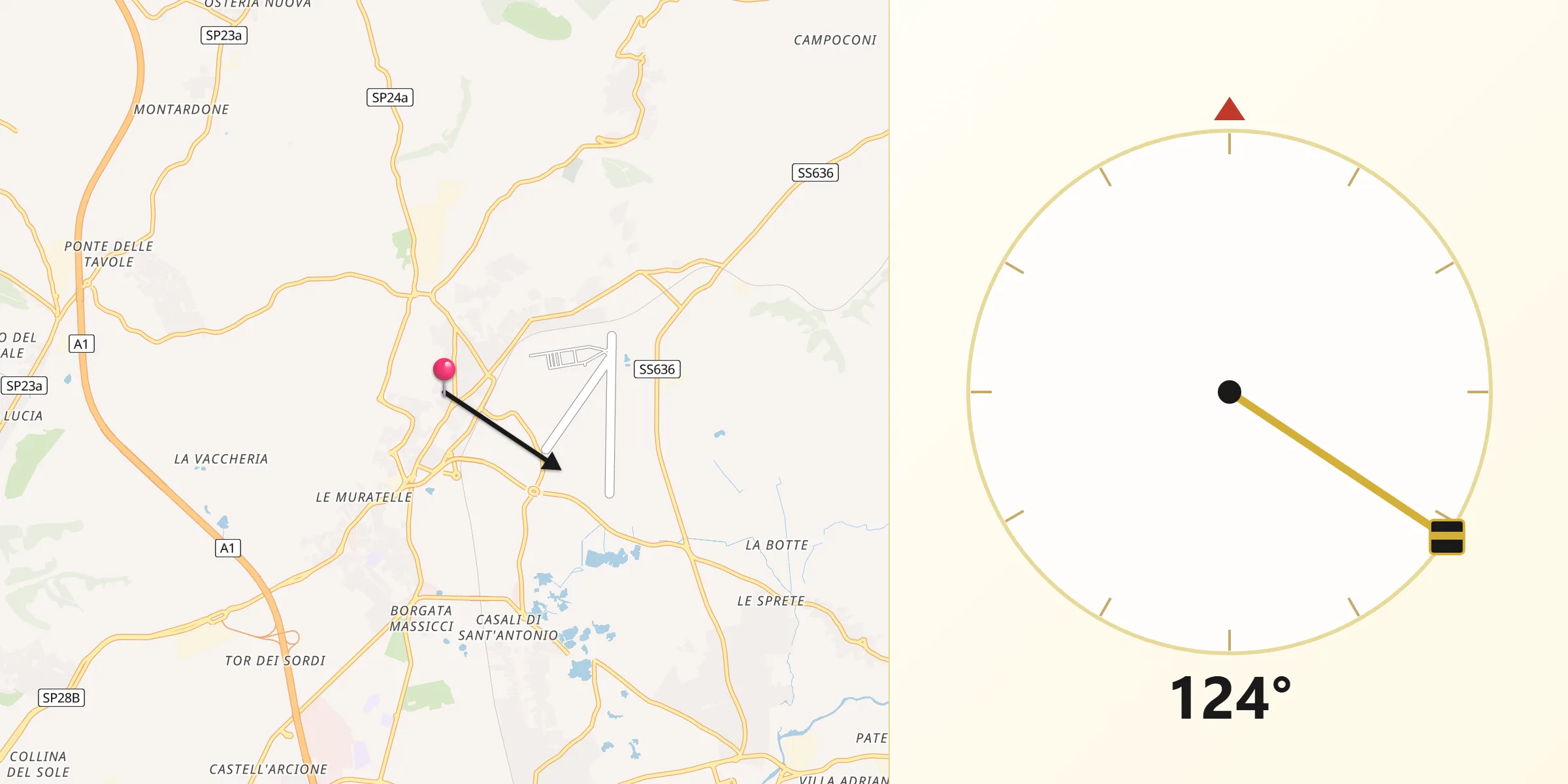 Direzione della Qibla da Guidonia