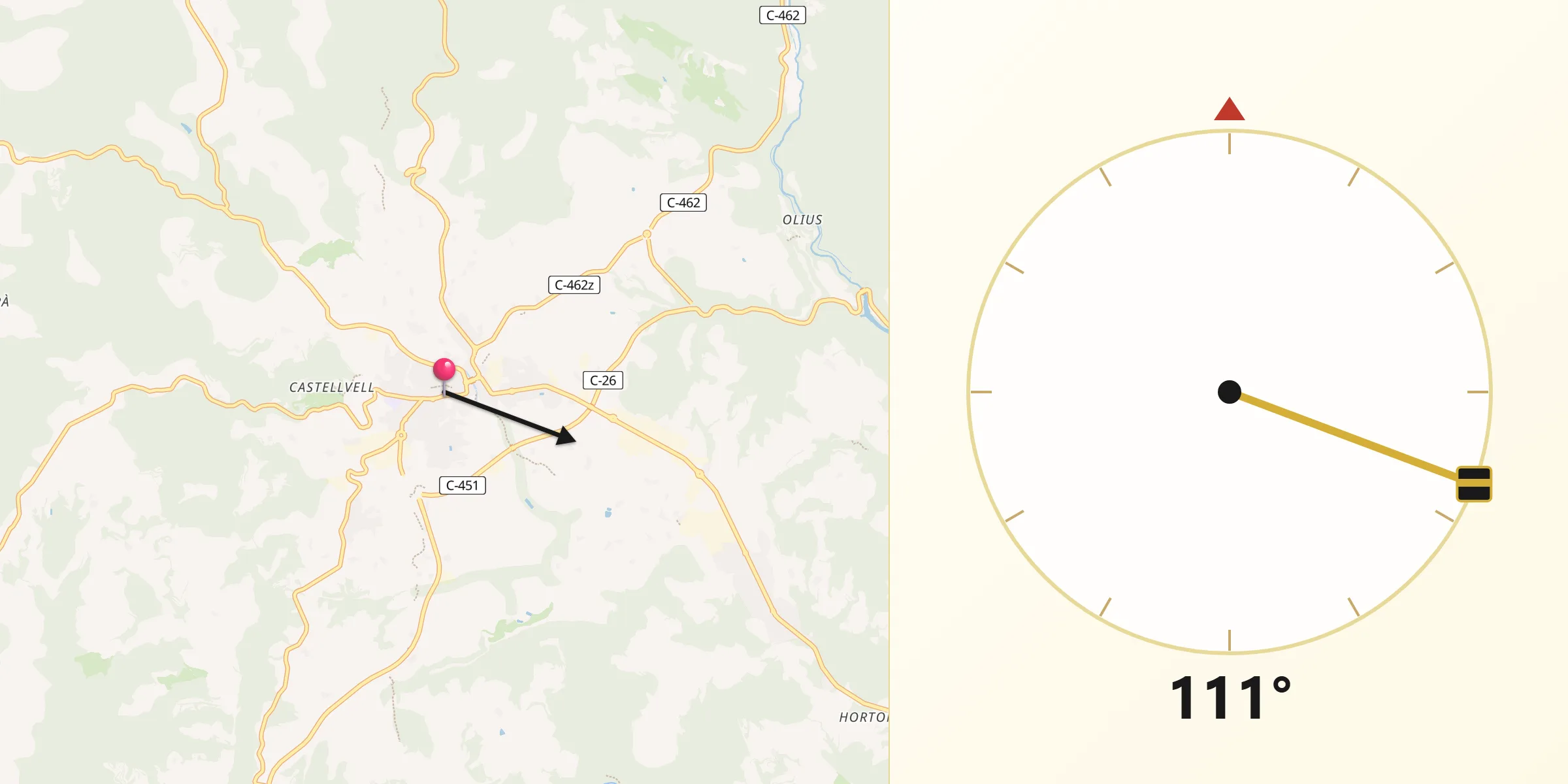 Dirección de la Qibla desde Solsona