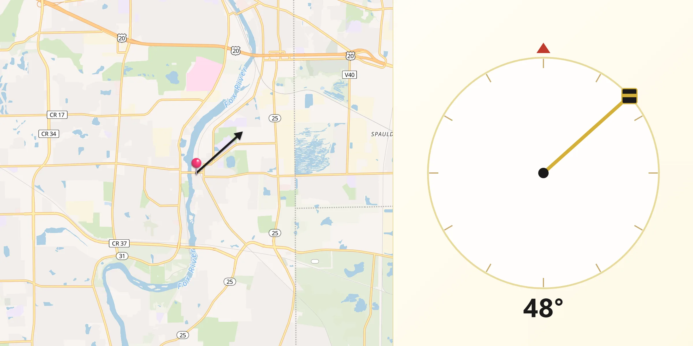 Qibla Direction from South Elgin