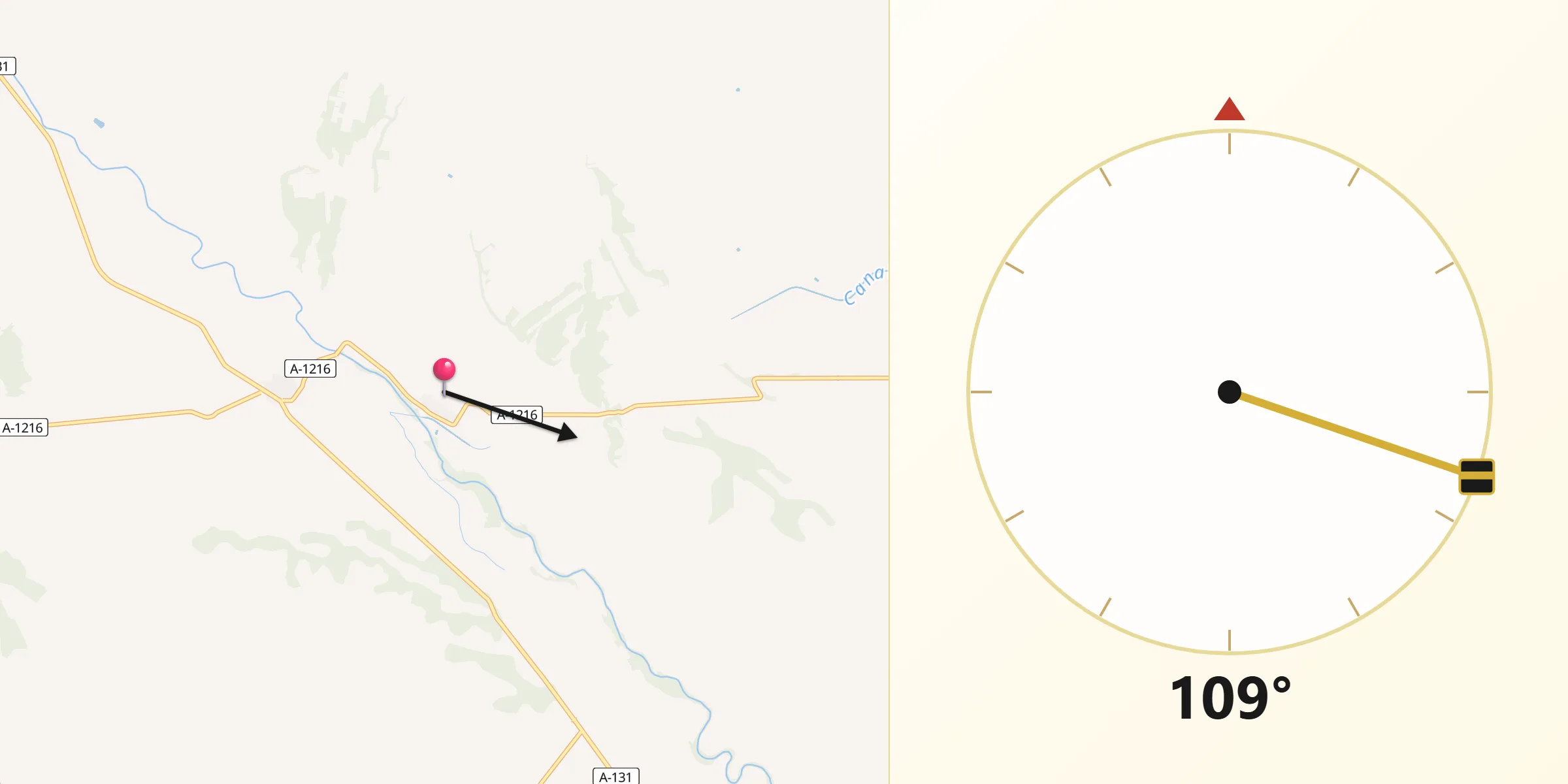 Dirección de la Qibla desde Salillas