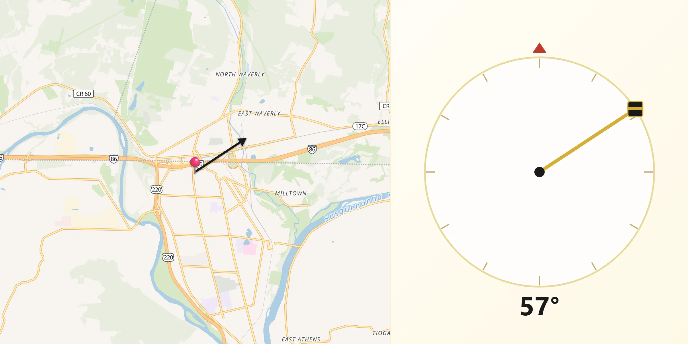 Qibla Direction from South Waverly