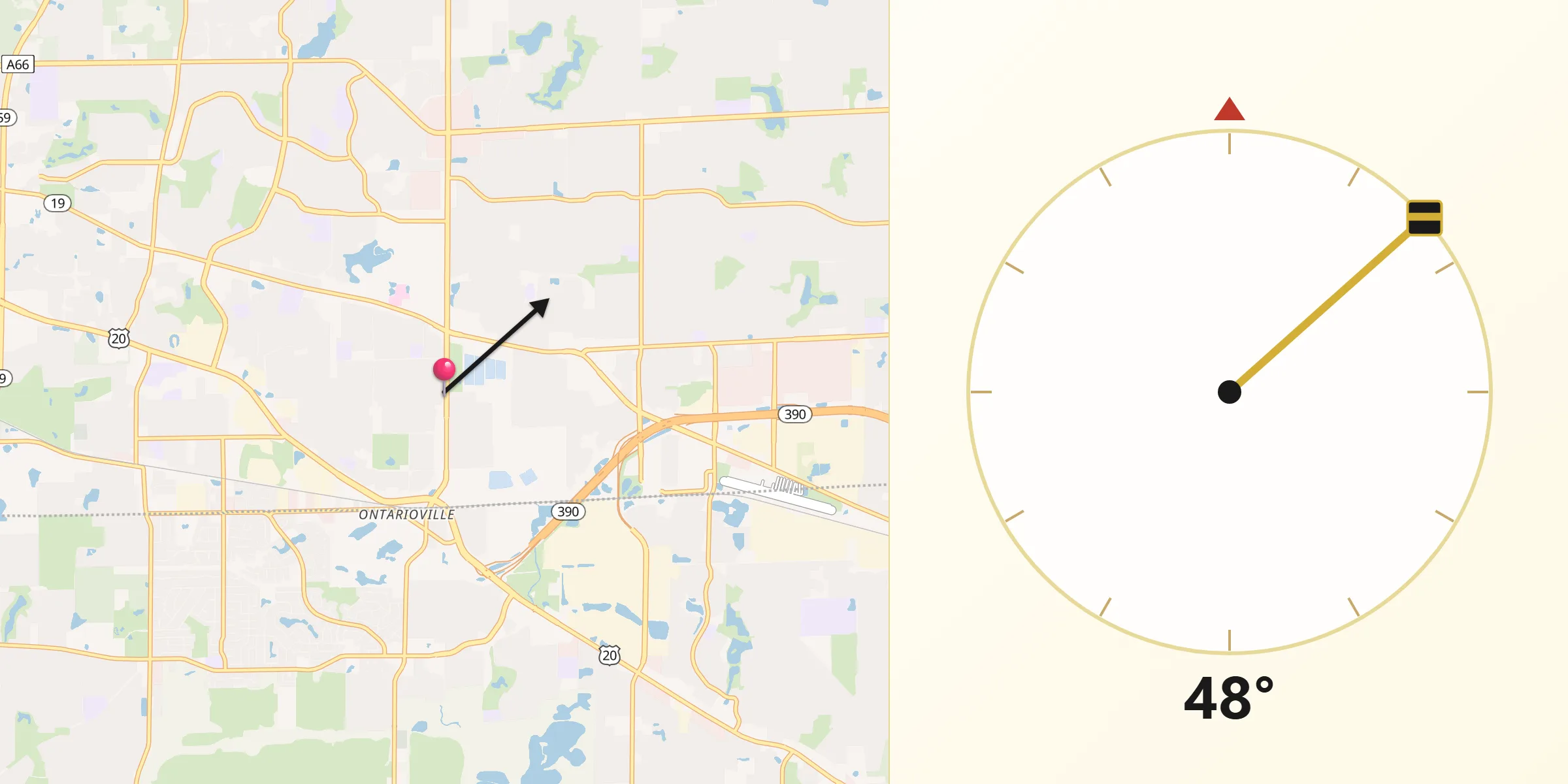 Qibla Direction from Hanover Park