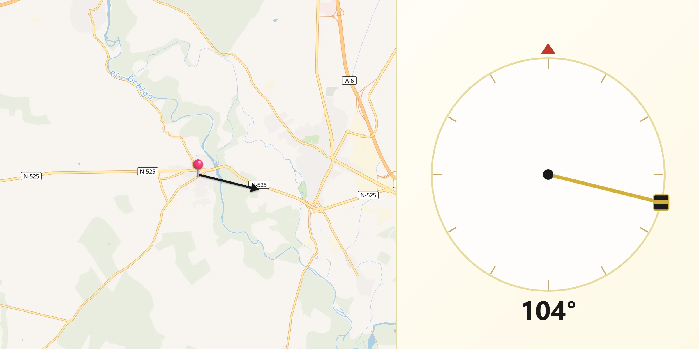 Dirección de la Qibla desde Santa Cristina de la Polvorosa