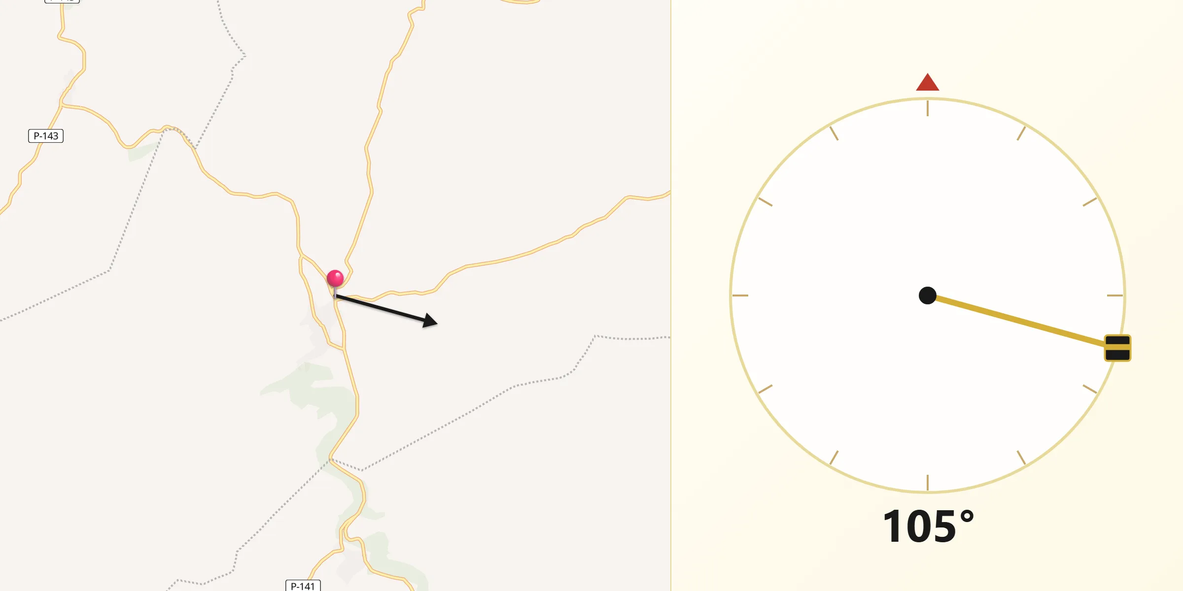 Dirección de la Qibla desde Royuela de Río Franco