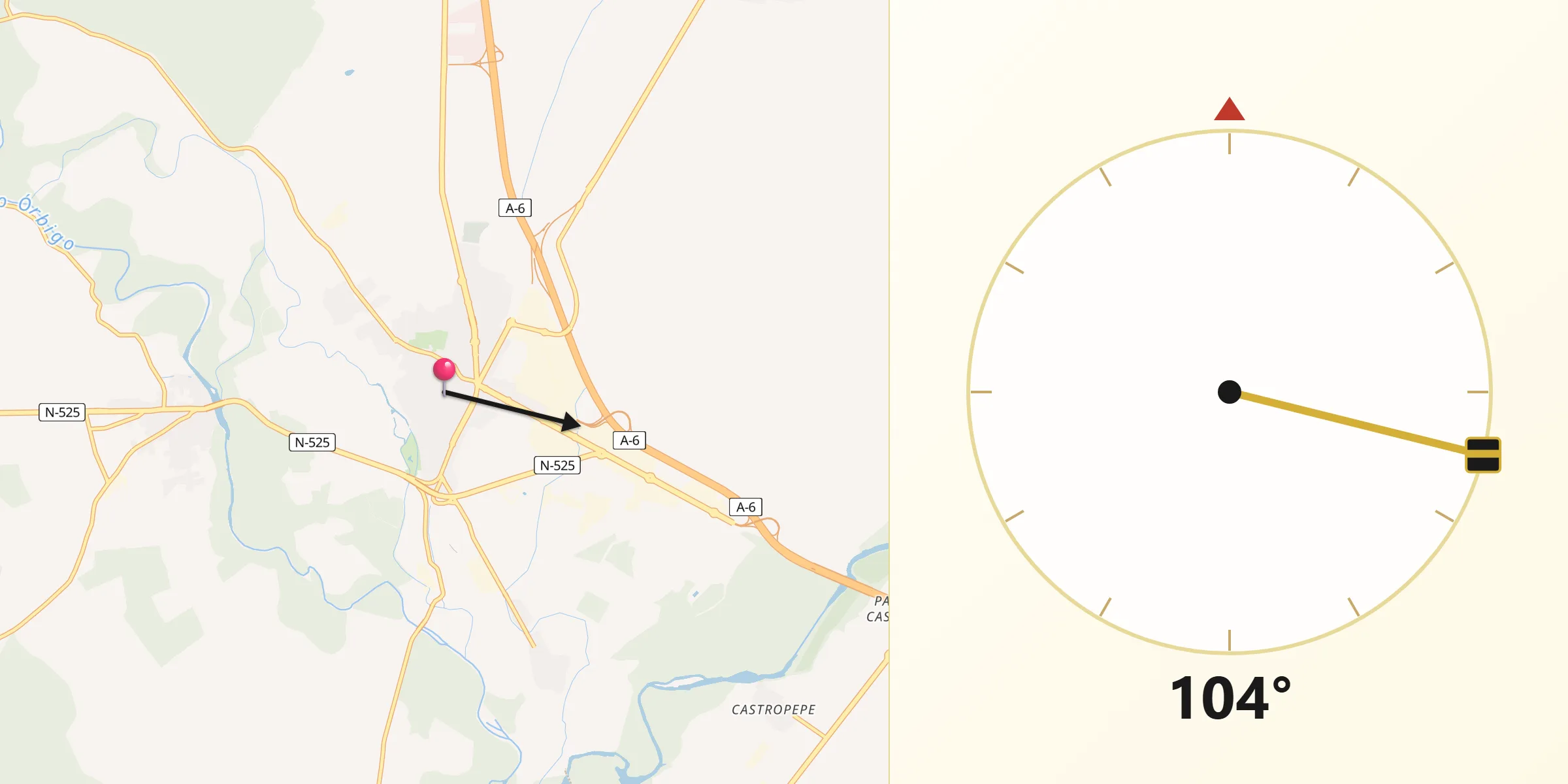 Dirección de la Qibla desde Benavente