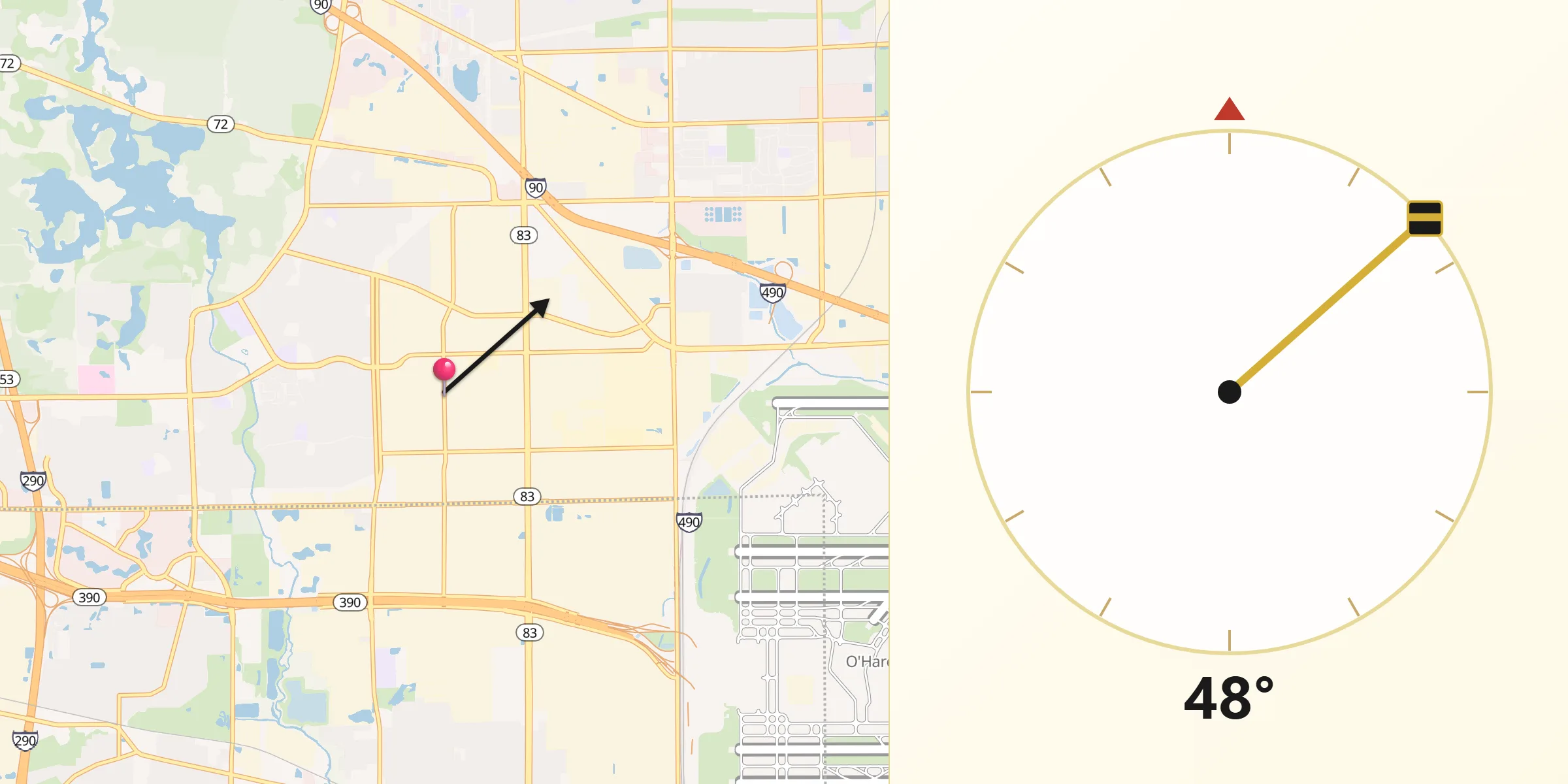 Qibla Direction from Elk Grove Village