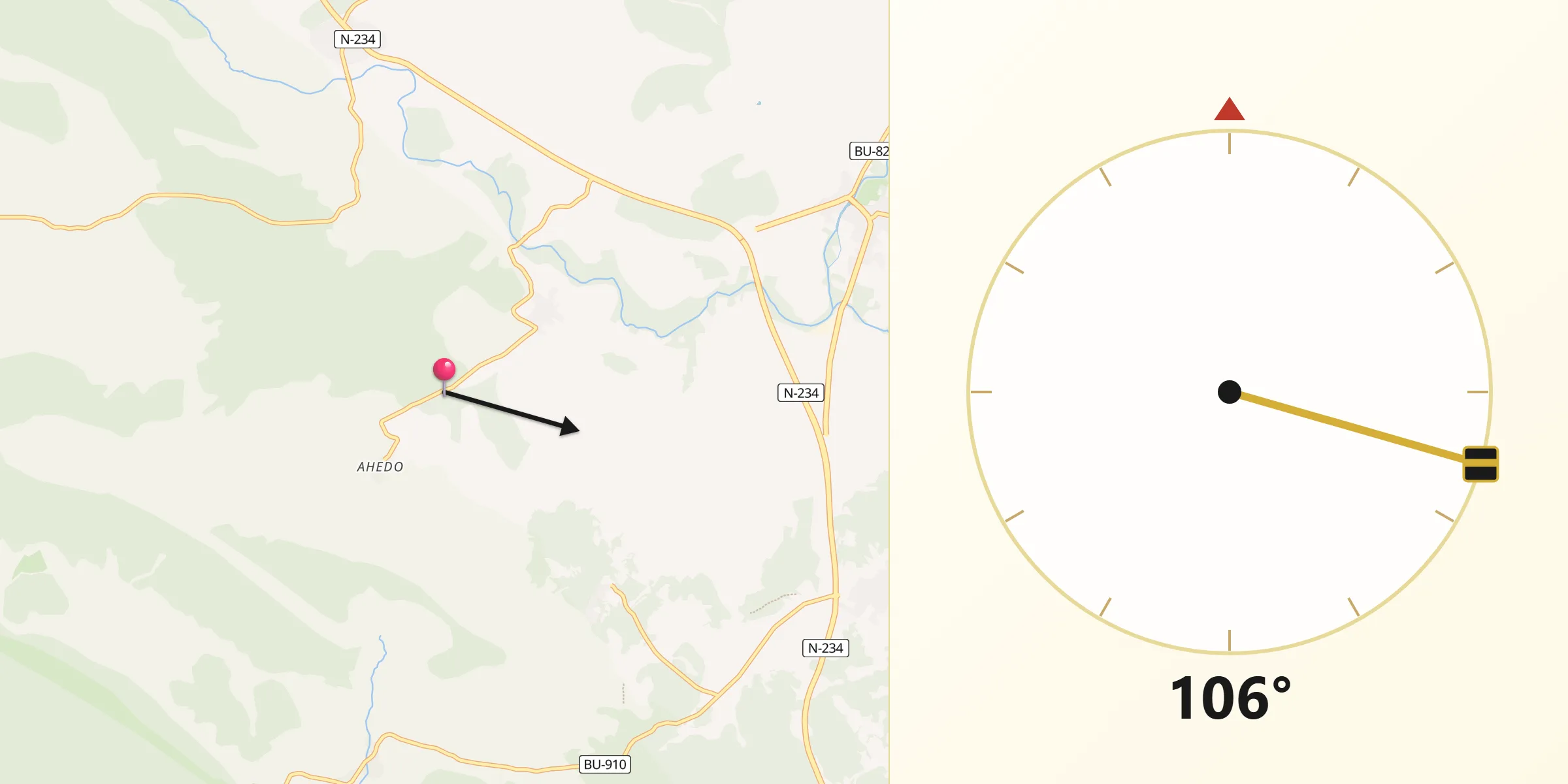 Dirección de la Qibla desde La Revilla y Ahedo