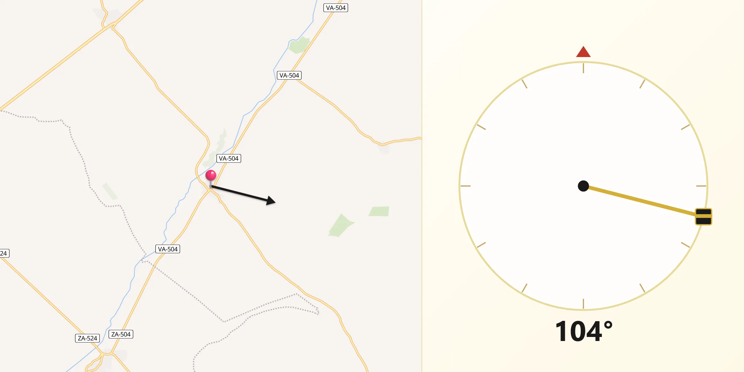 Dirección de la Qibla desde Bolaños de Campos