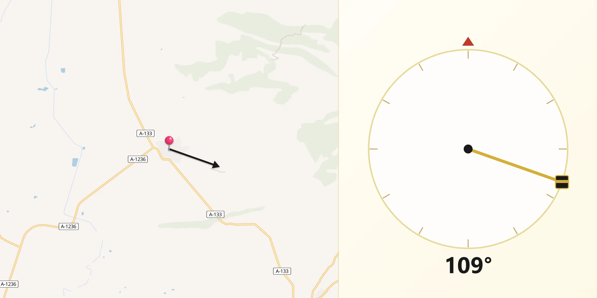 Dirección de la Qibla desde Fonz