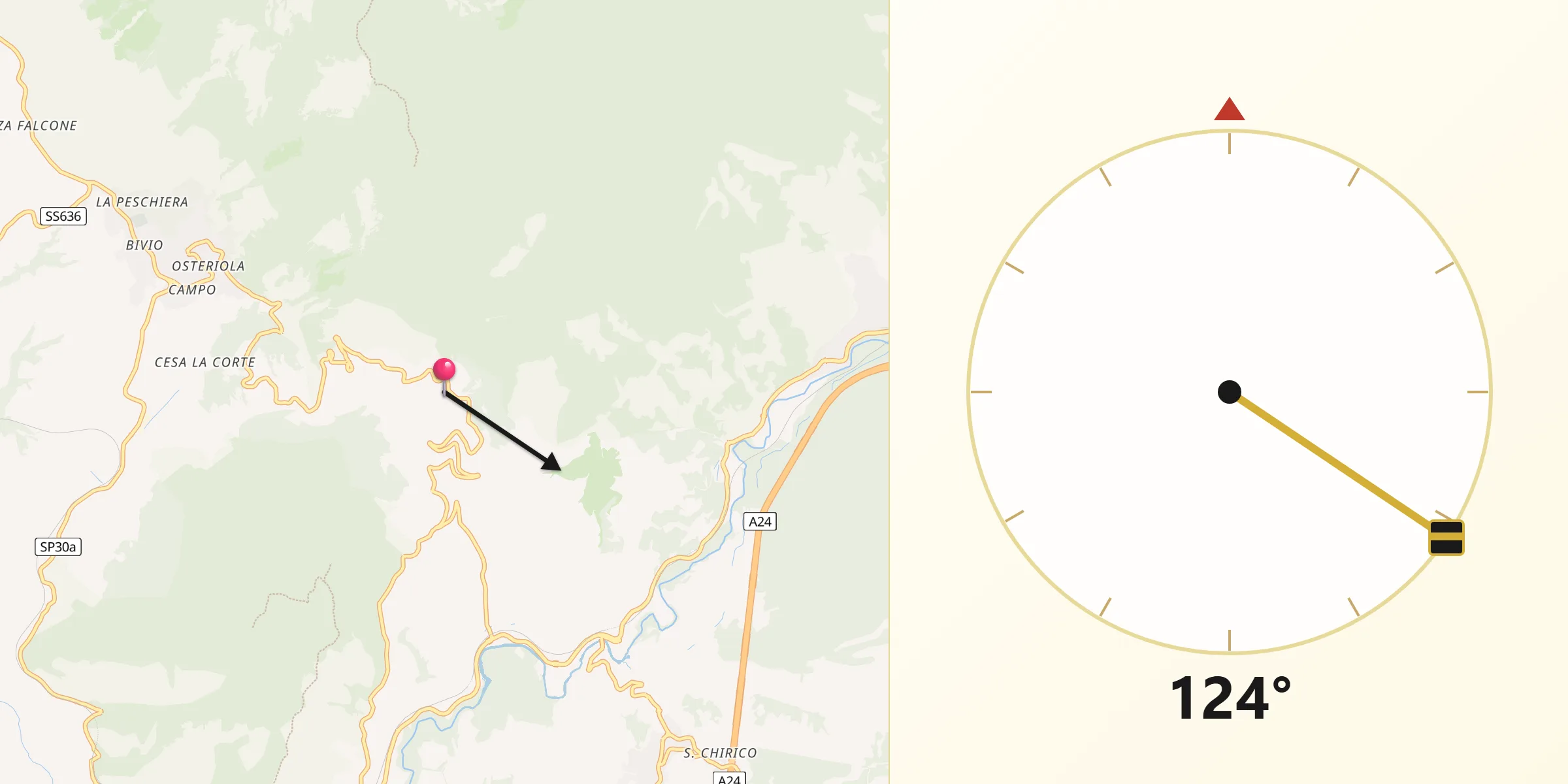 Direzione della Qibla da San Polo dei Cavalieri