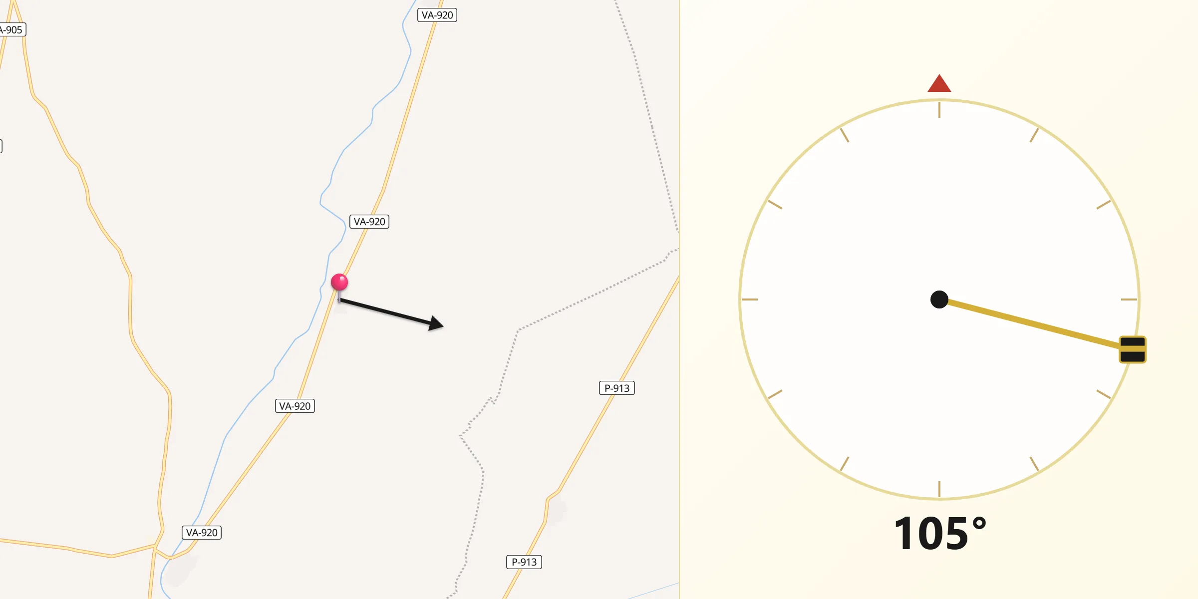 Dirección de la Qibla desde Villabaruz de Campos