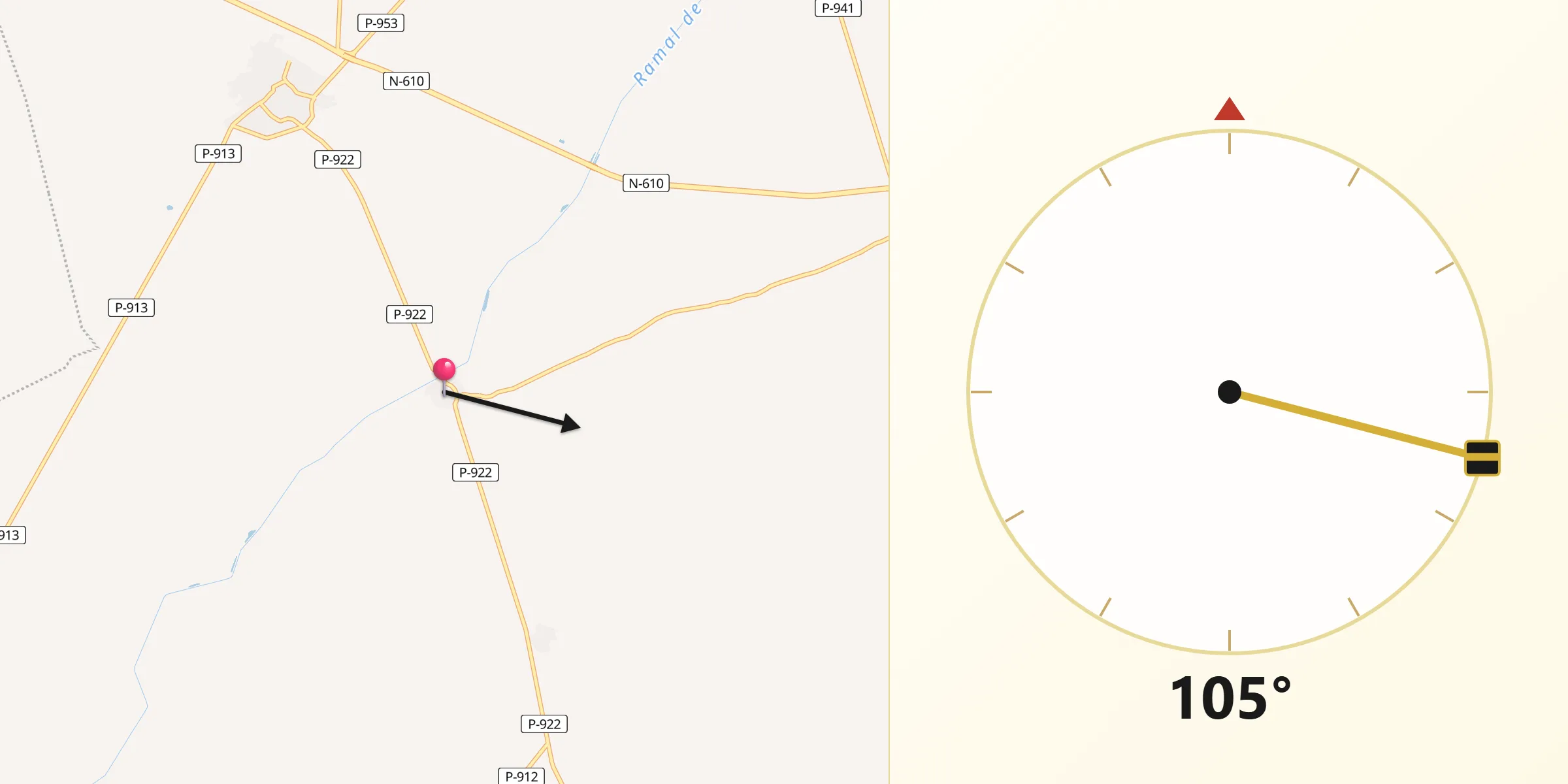 Dirección de la Qibla desde Capillas