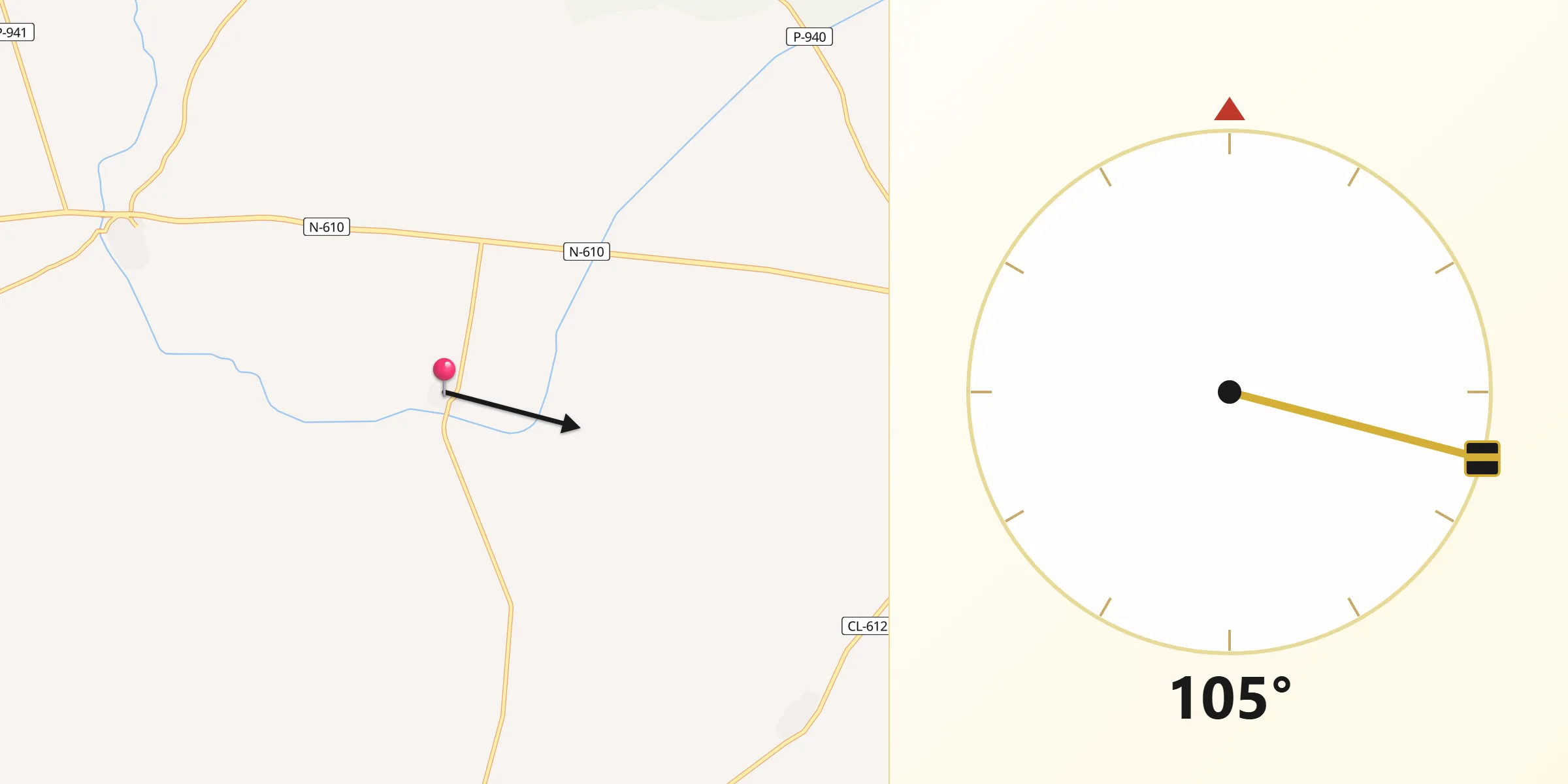 Dirección de la Qibla desde Baquerín de Campos