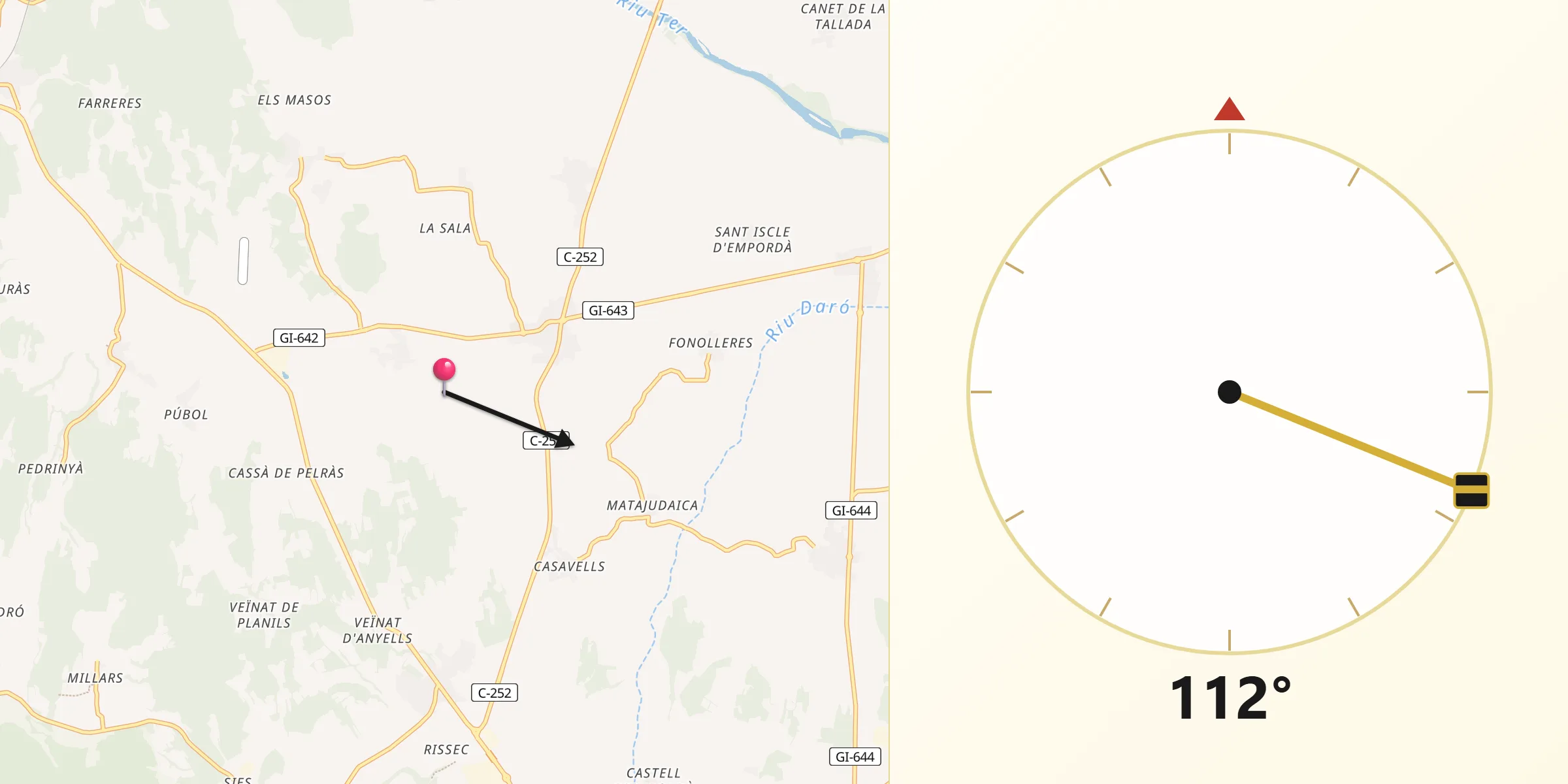 Dirección de la Qibla desde Rupià