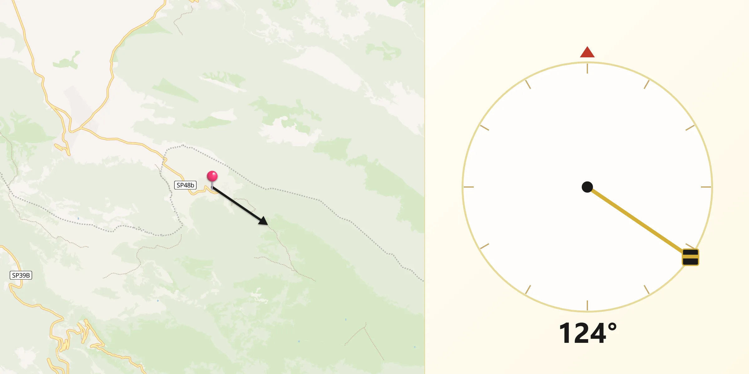 Direzione della Qibla da Camerata Nuova