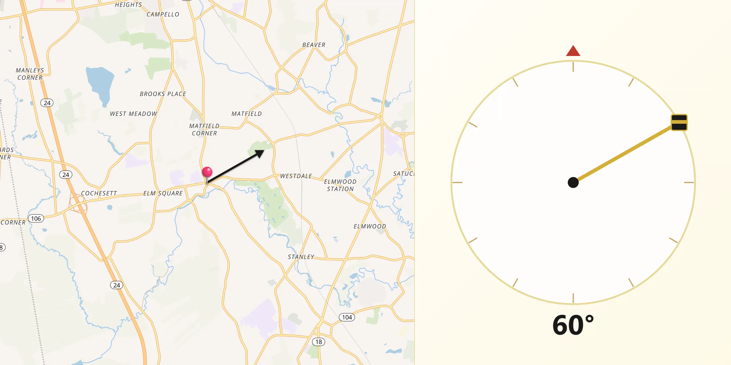 Qibla Direction from West Bridgewater