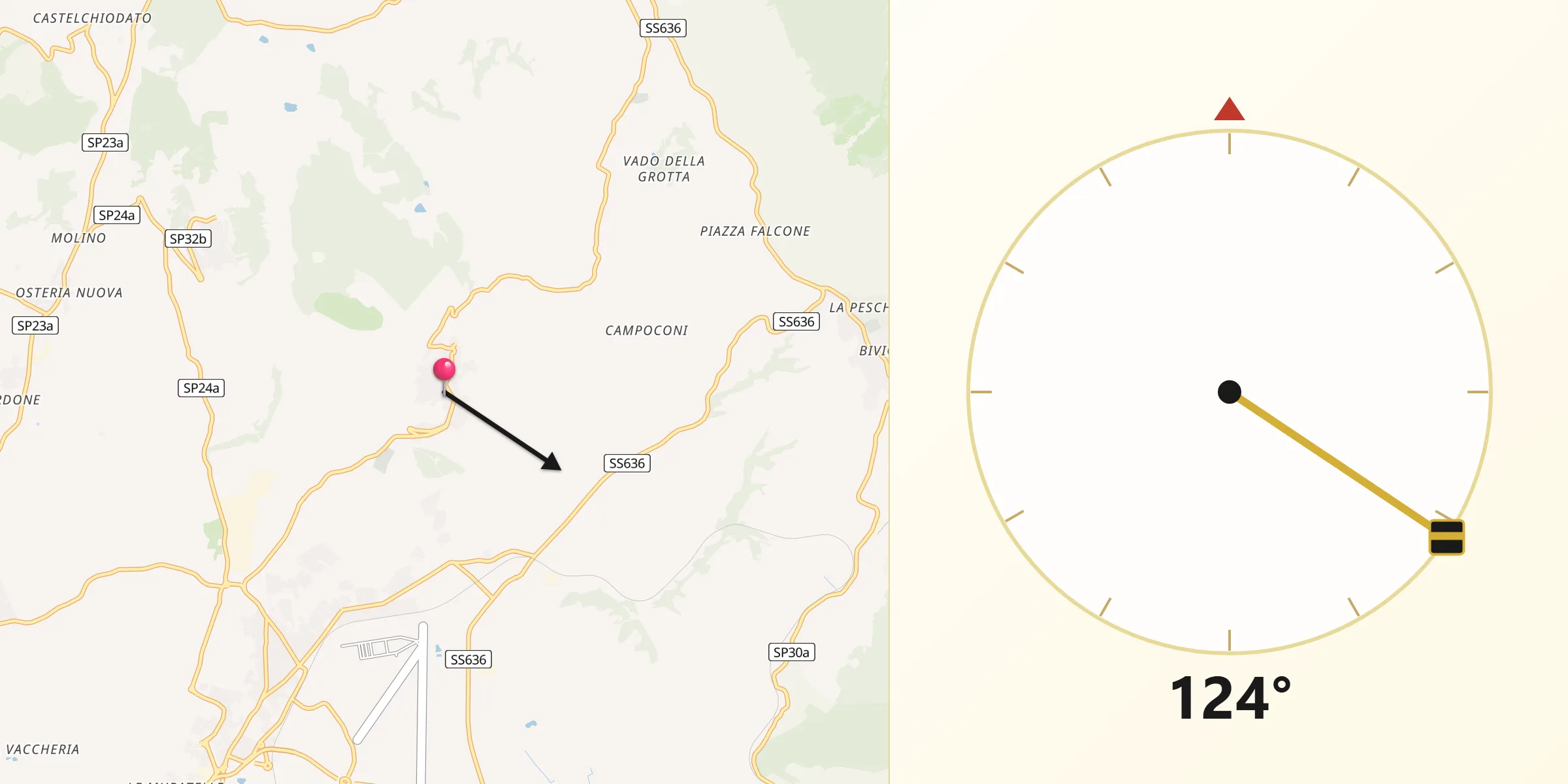Direzione della Qibla da Montecelio