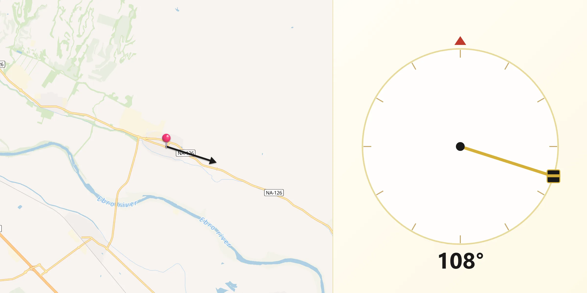Dirección de la Qibla desde Fustiñana