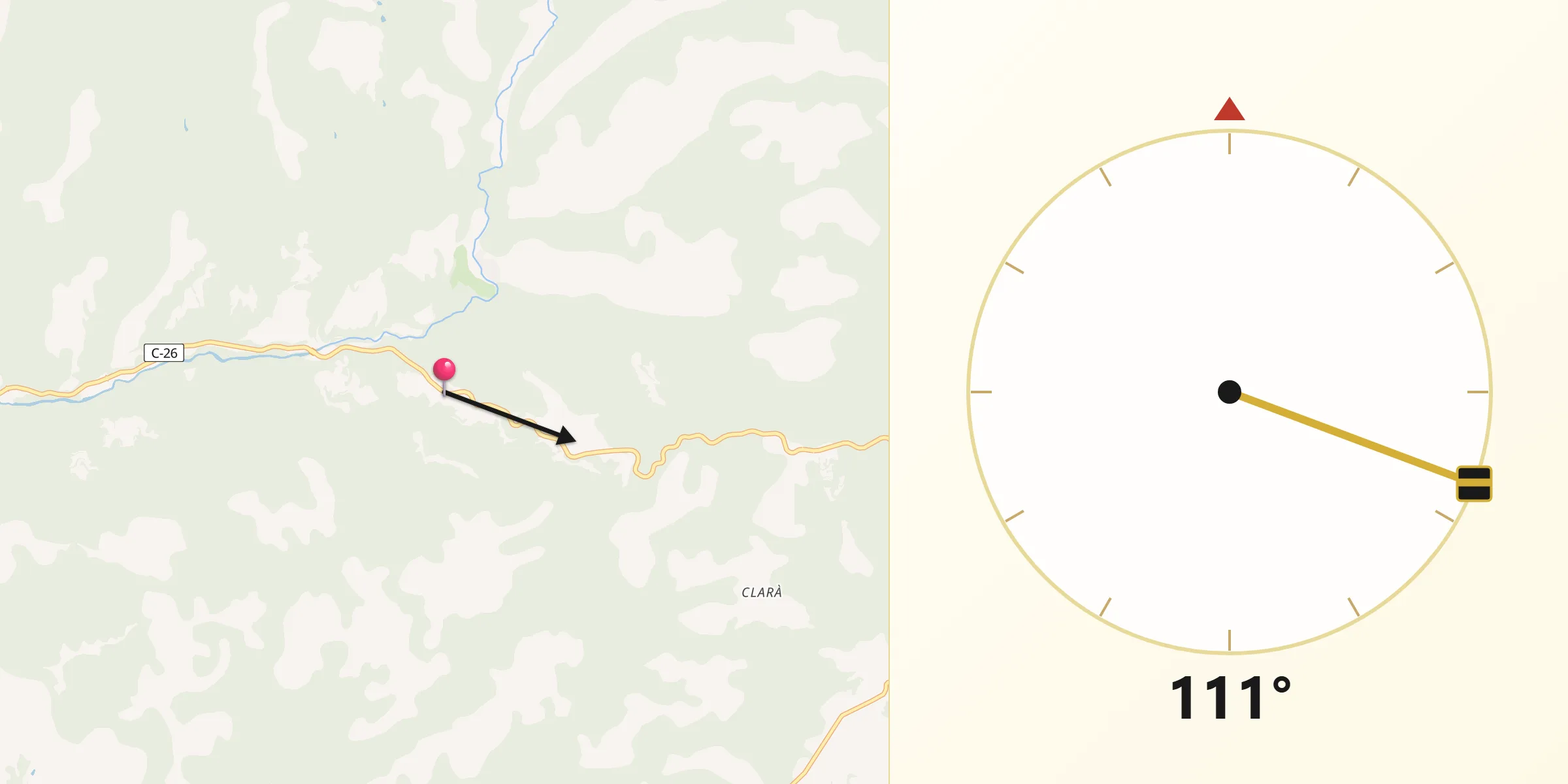 Dirección de la Qibla desde Castellar de la Ribera