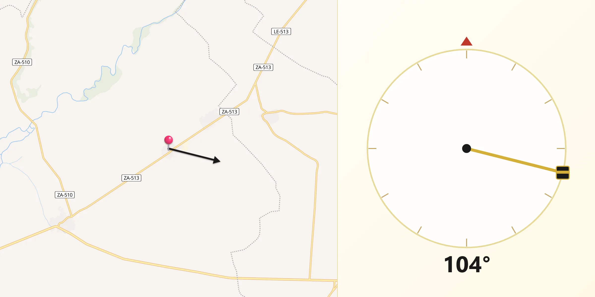 Dirección de la Qibla desde Valdescorriel
