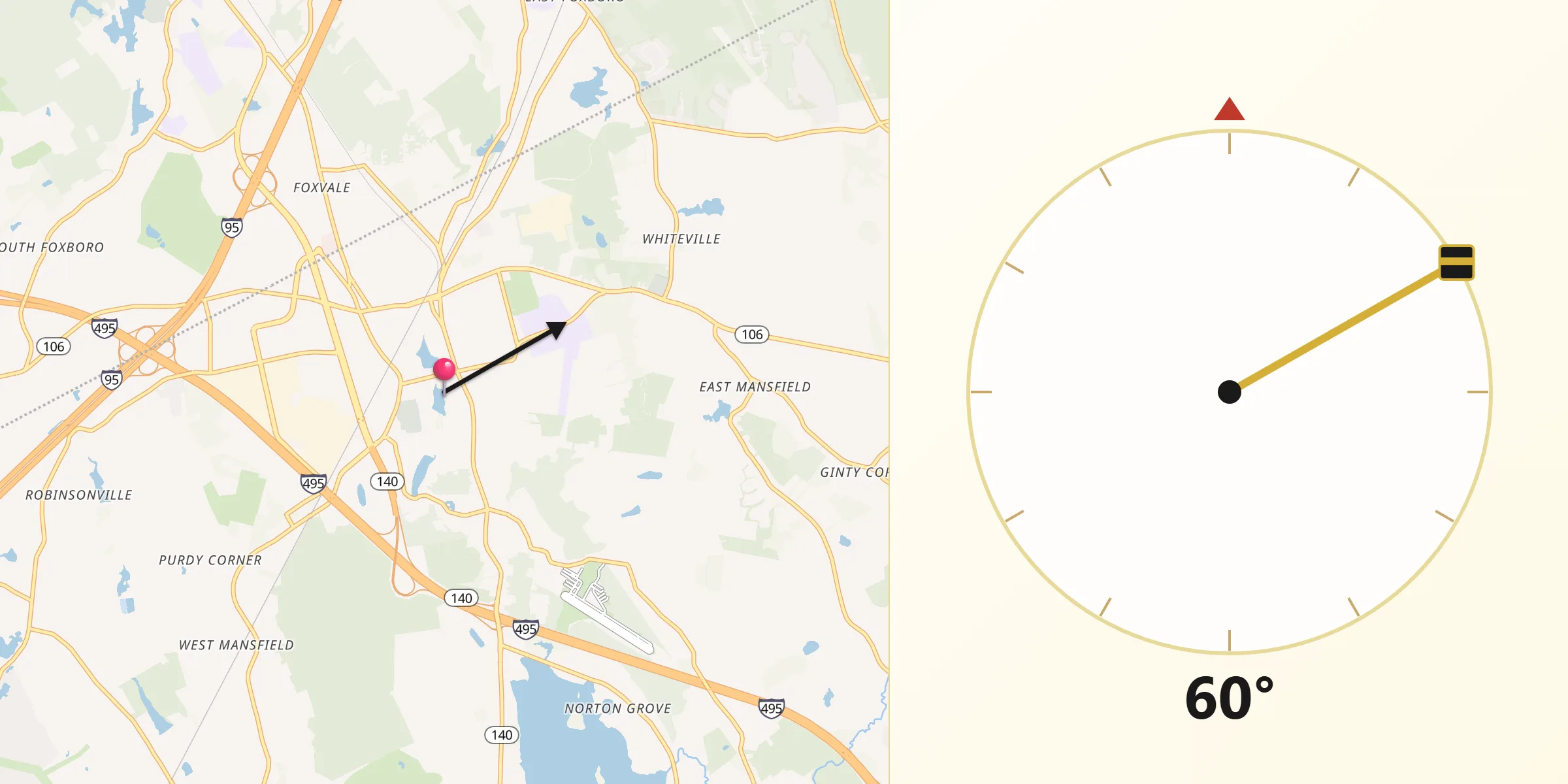 Qibla Direction from Mansfield Center