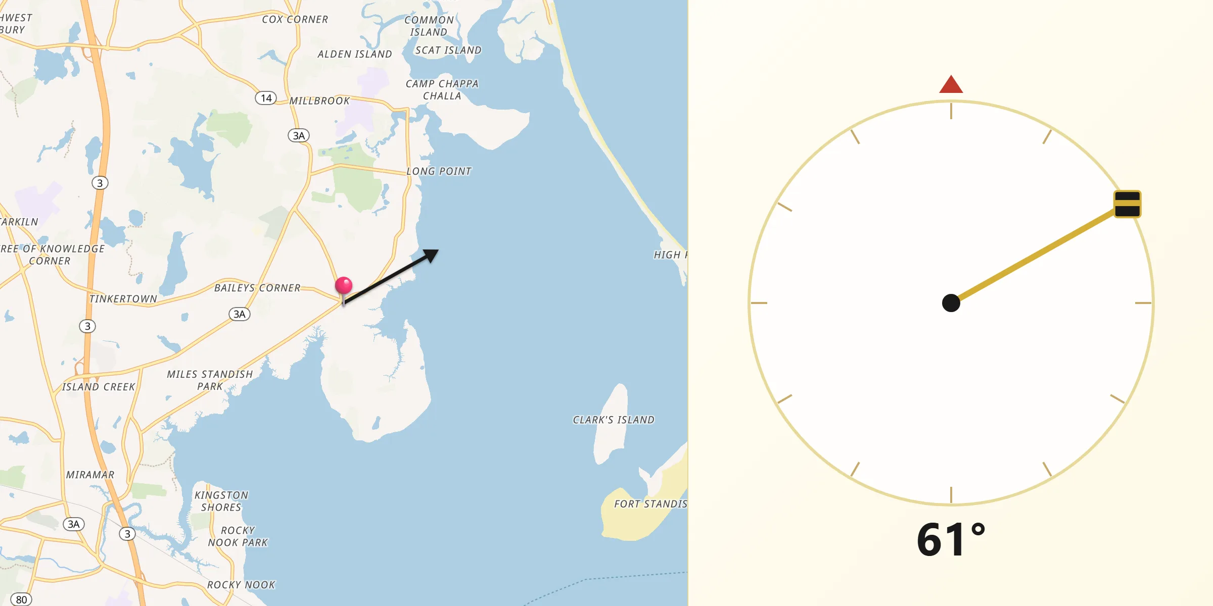 Qibla Direction from South Duxbury