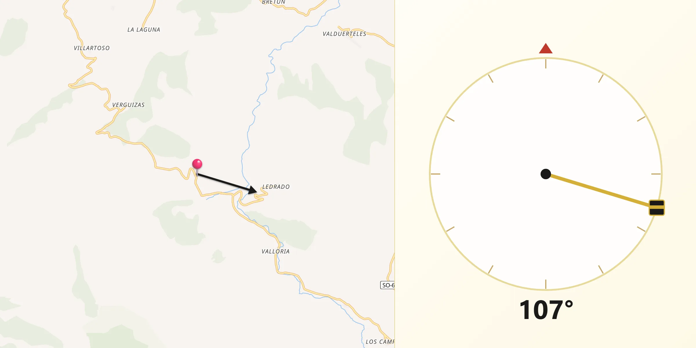 Dirección de la Qibla desde Vizmanos