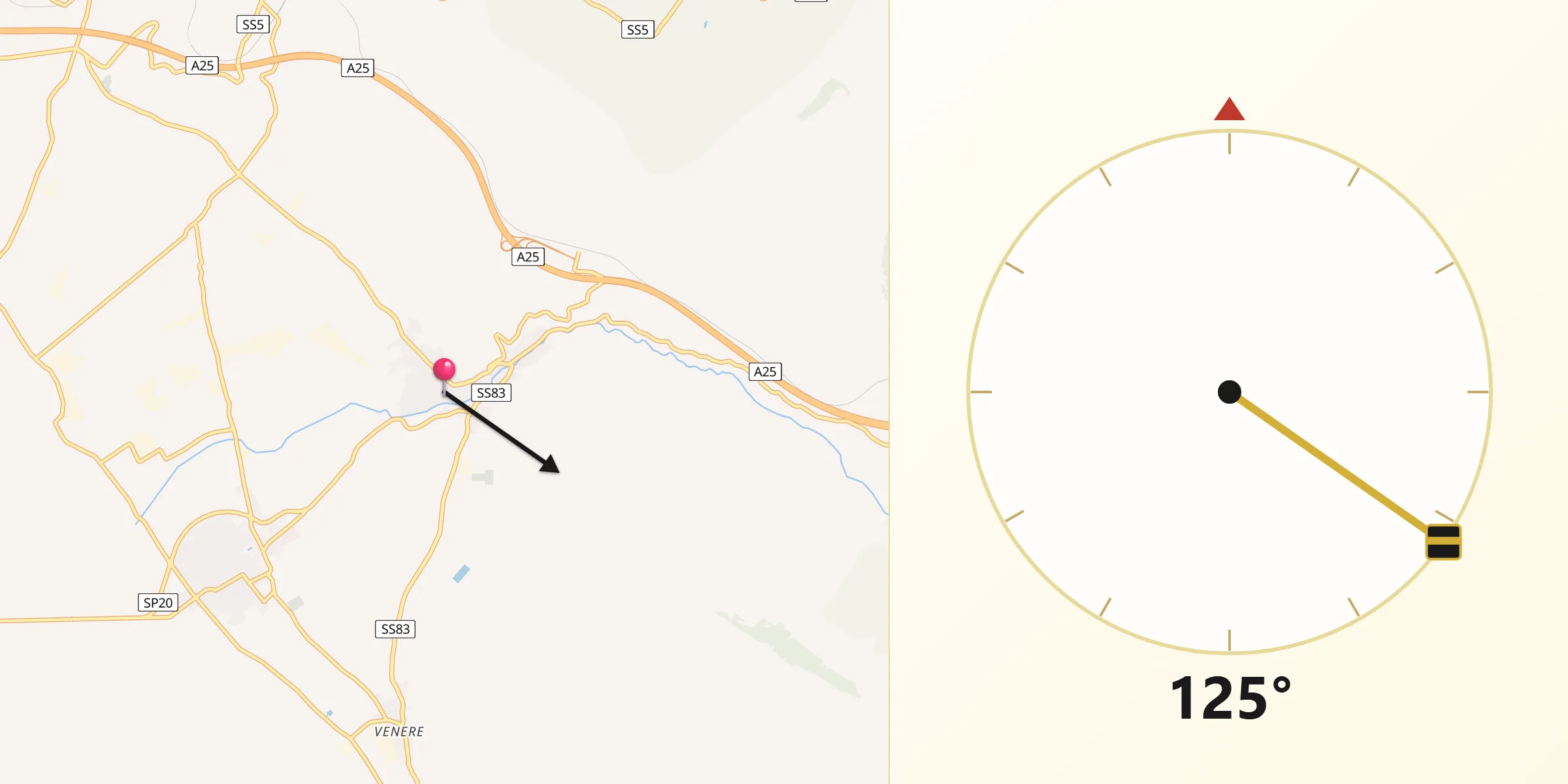 Direzione della Qibla da Pescina