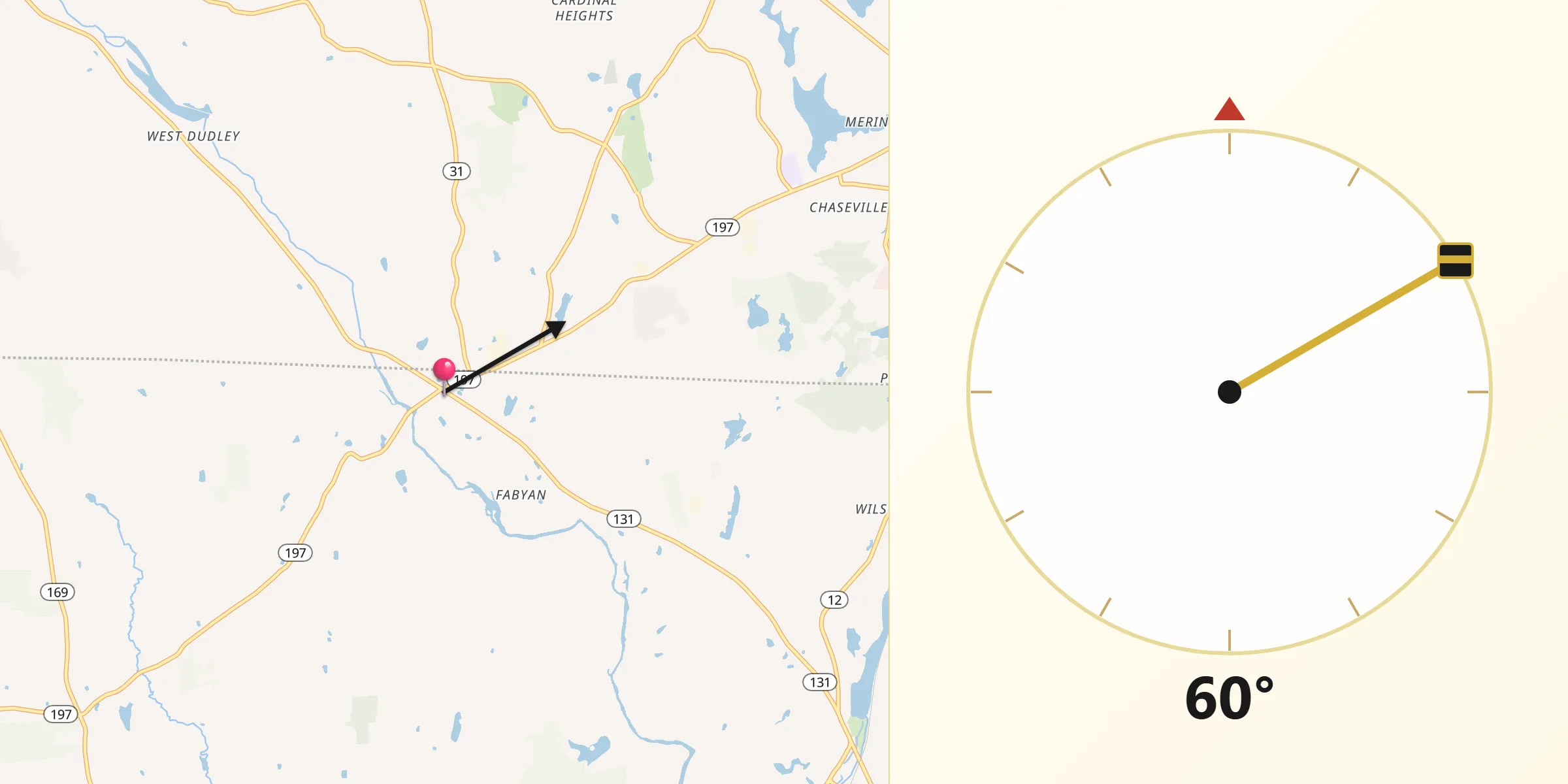 Qibla Direction from Quinebaug