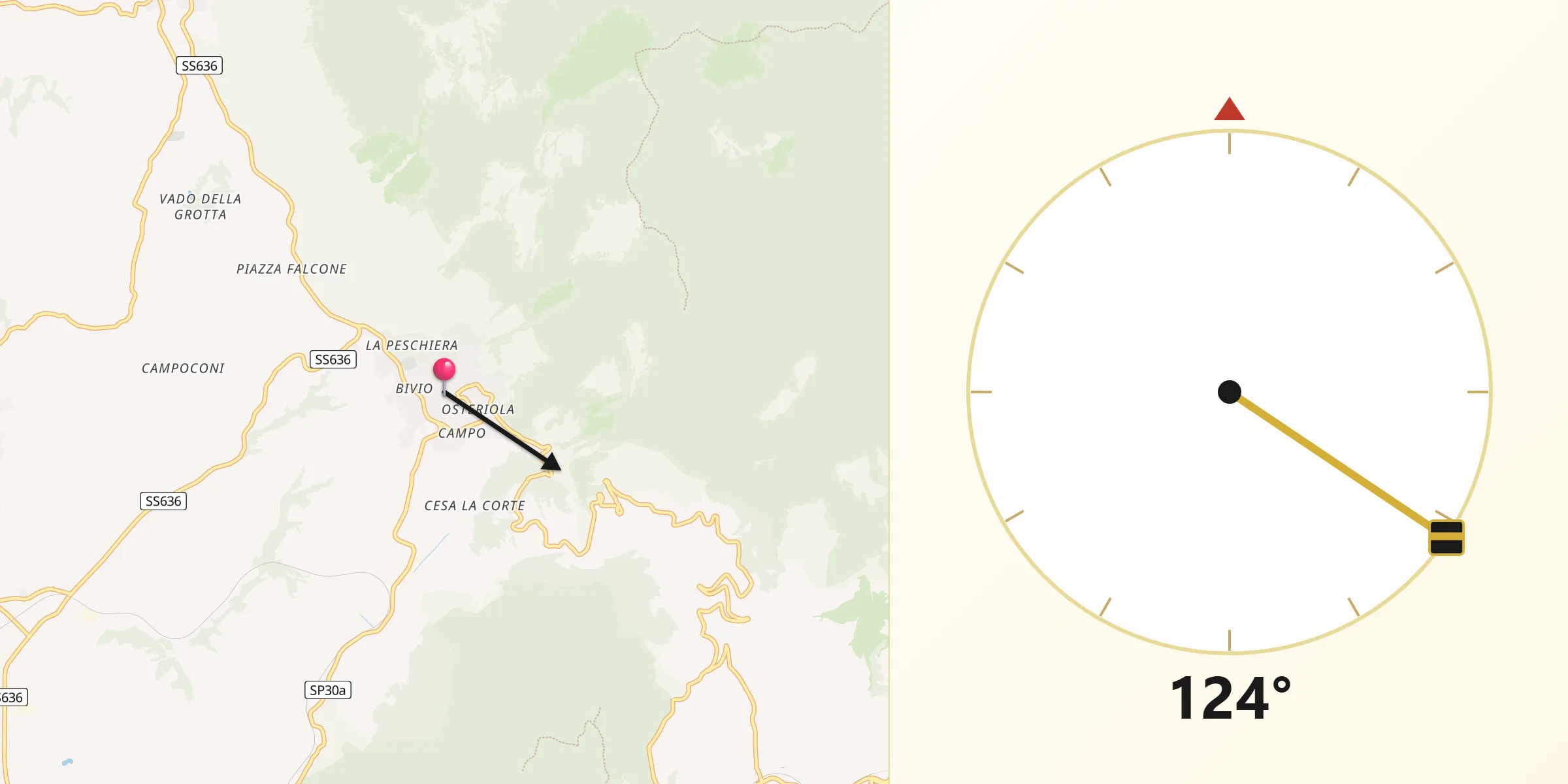 Direzione della Qibla da Marcellina