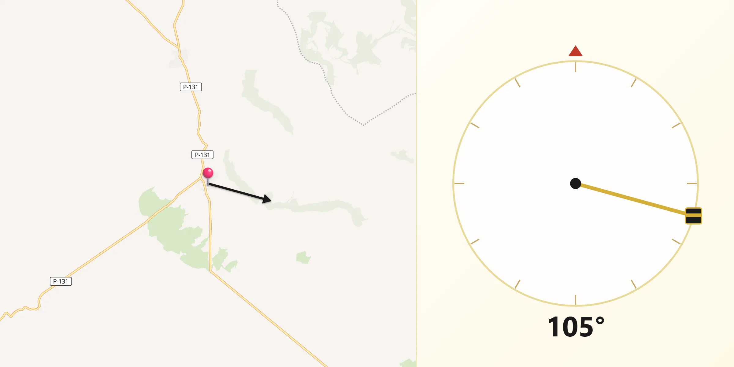 Dirección de la Qibla desde Tabanera de Cerrato