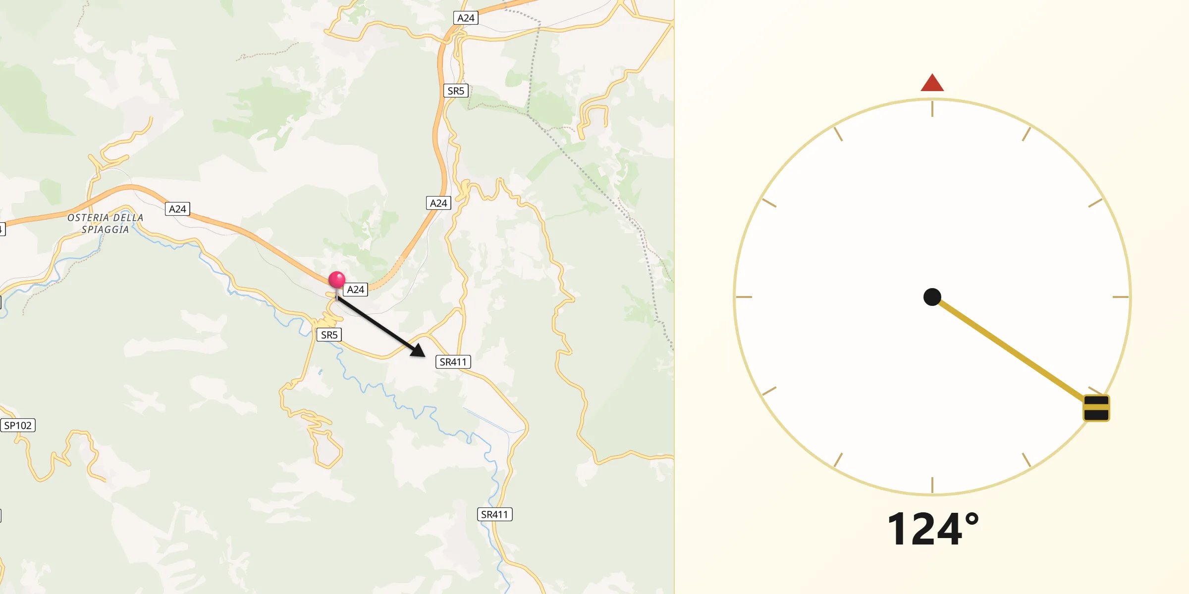 Direzione della Qibla da Roviano