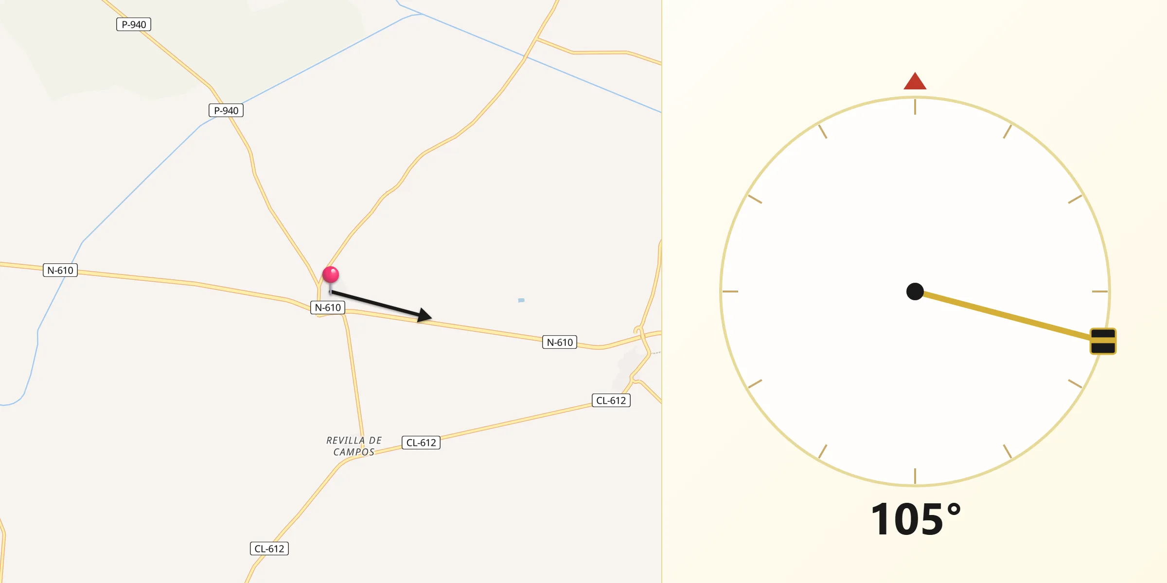 Dirección de la Qibla desde Mazariegos