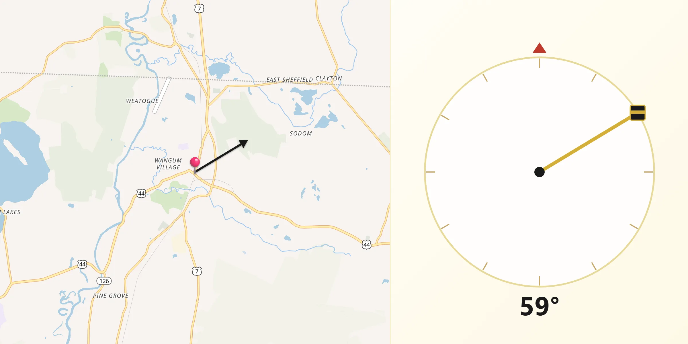 Qibla Direction from Canaan