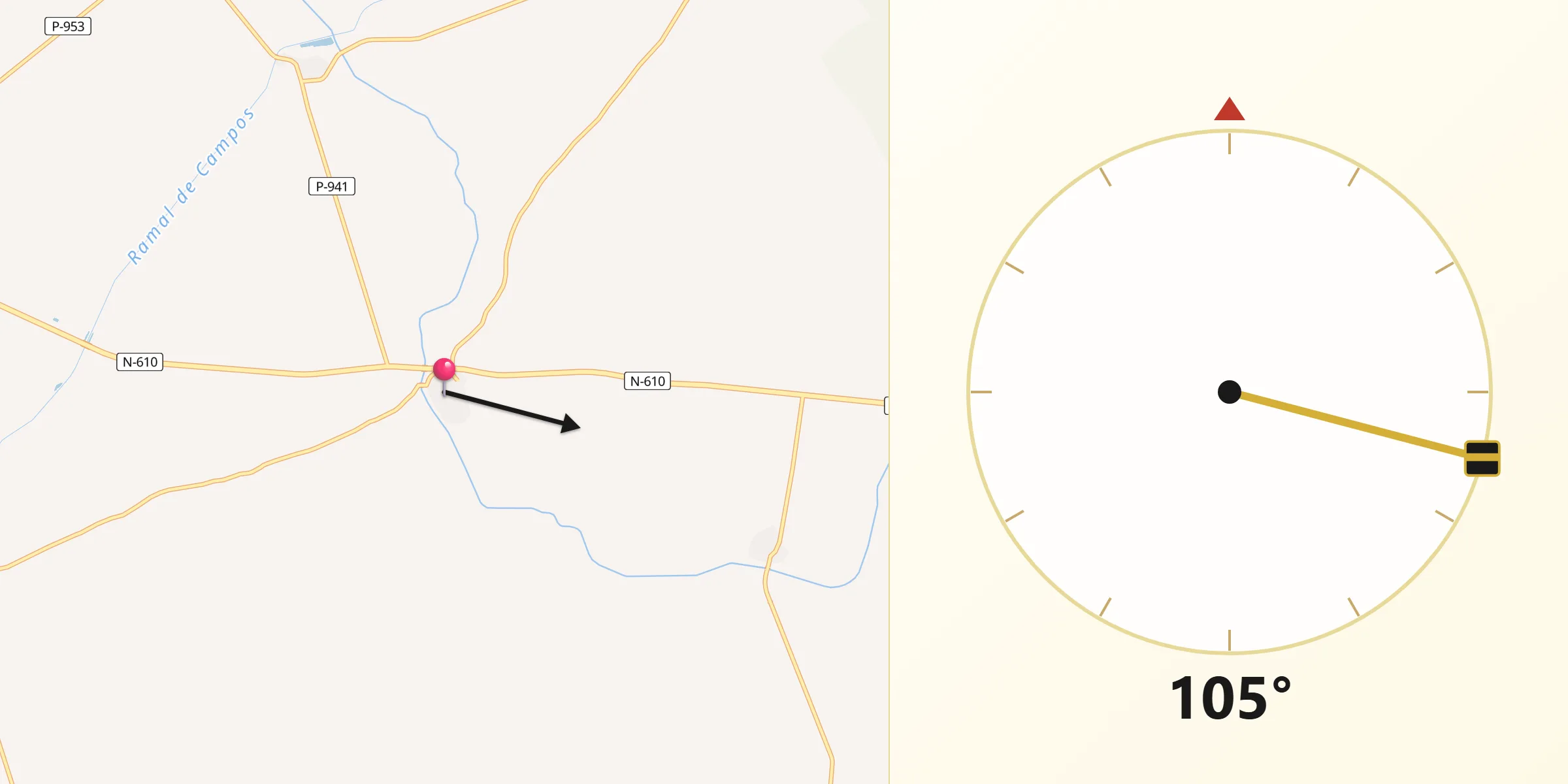 Dirección de la Qibla desde Castromocho