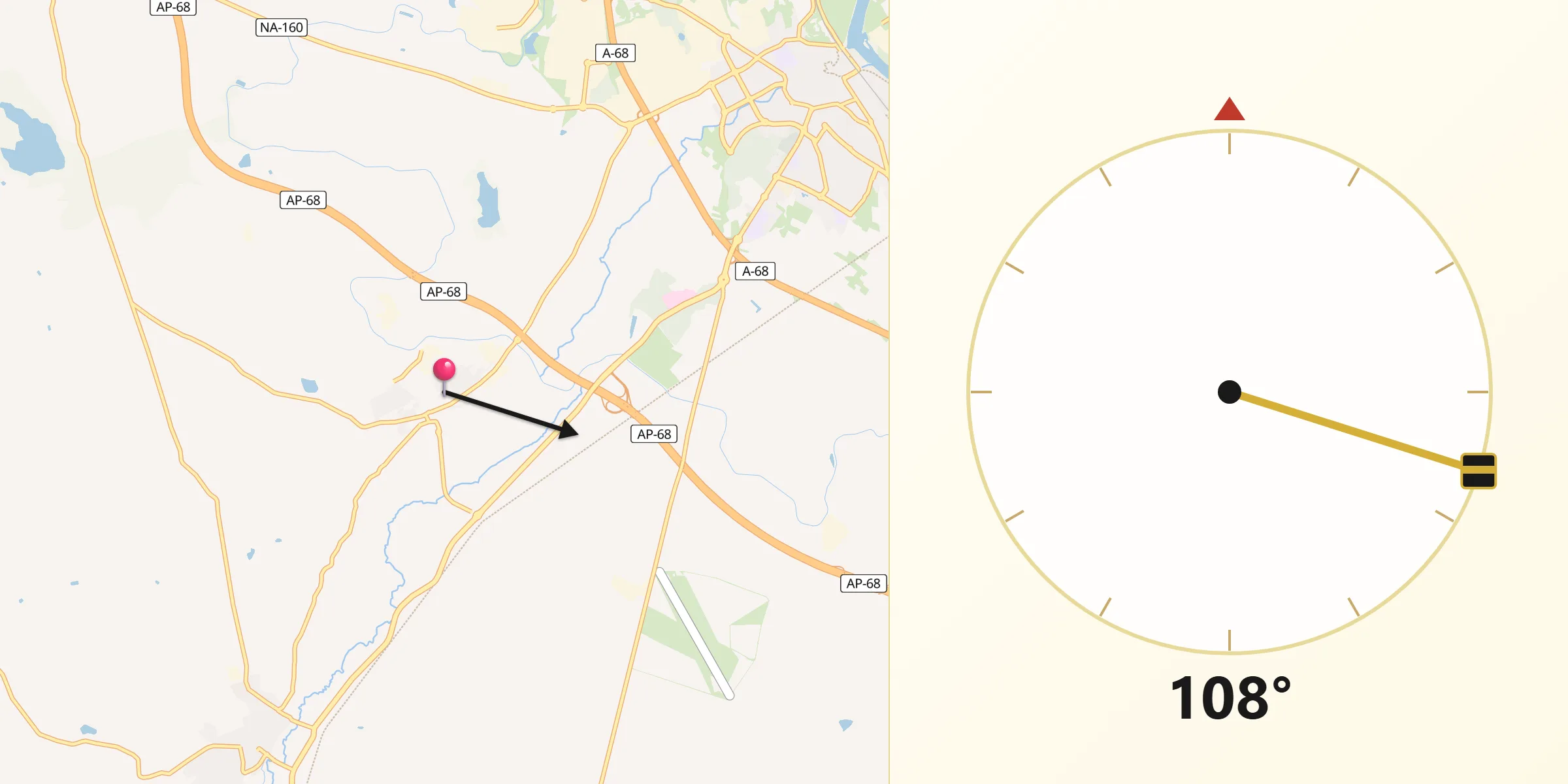 Dirección de la Qibla desde Murchante
