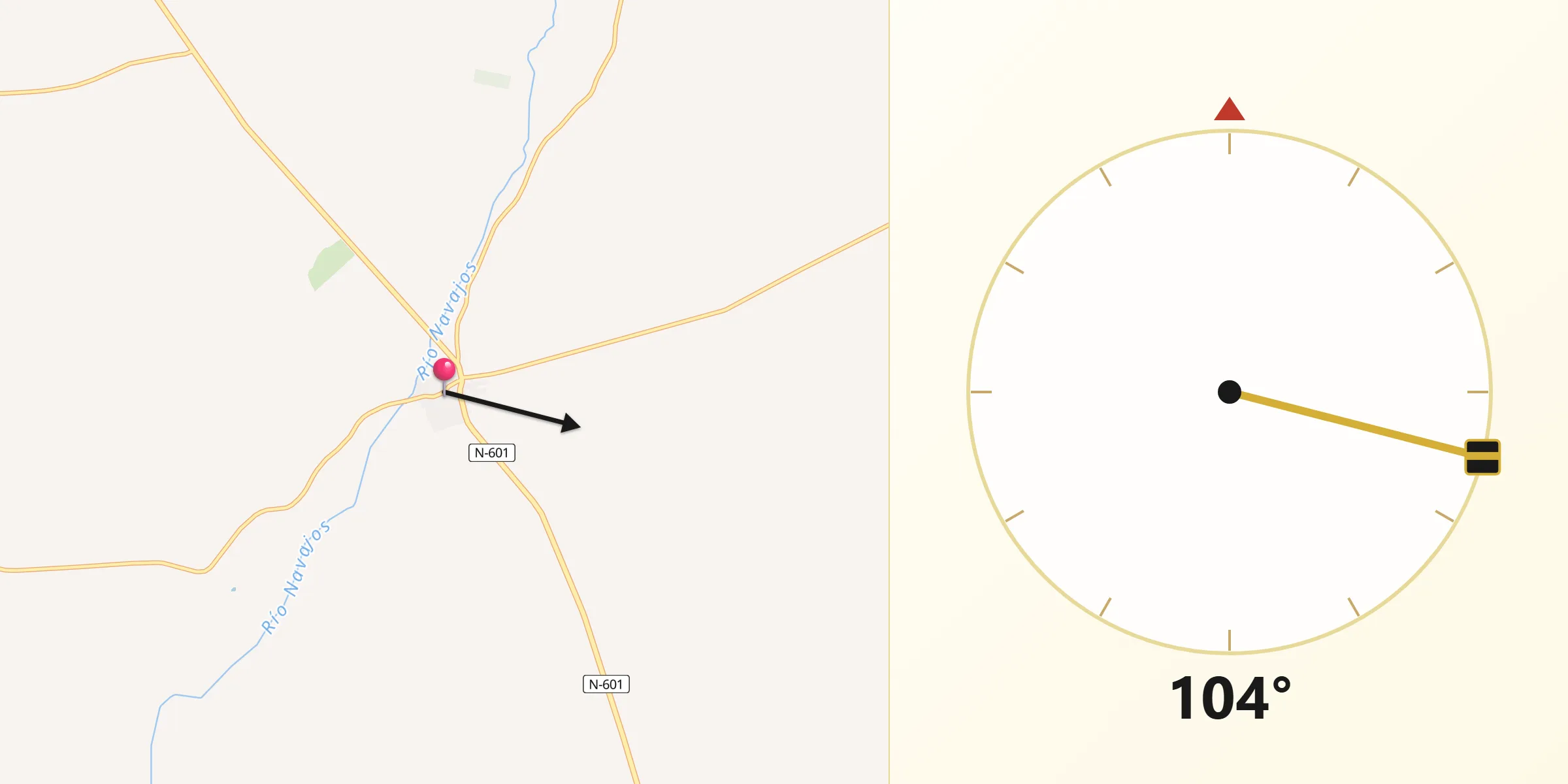 Dirección de la Qibla desde Ceinos de Campos