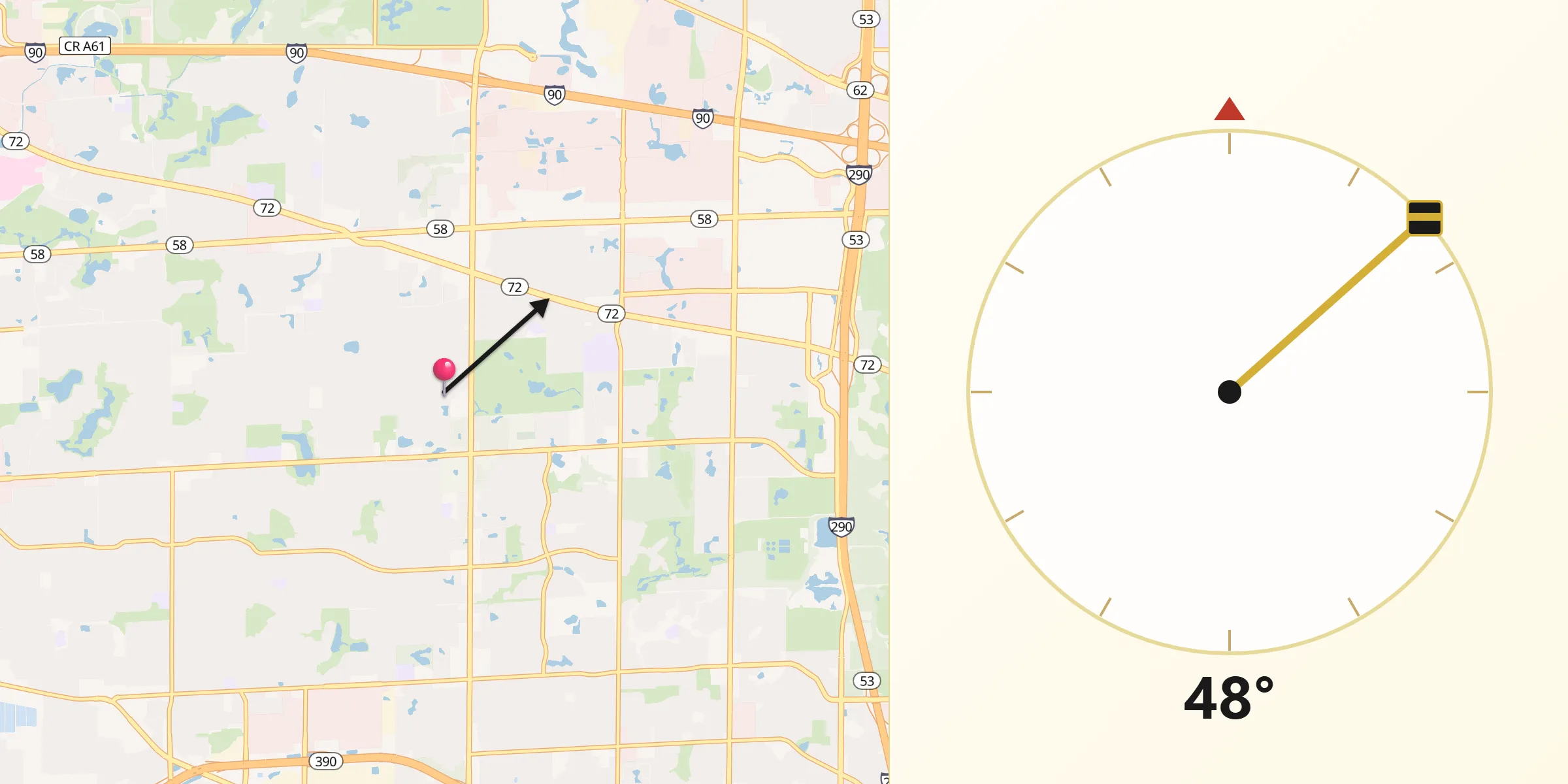 Qibla Direction from Schaumburg