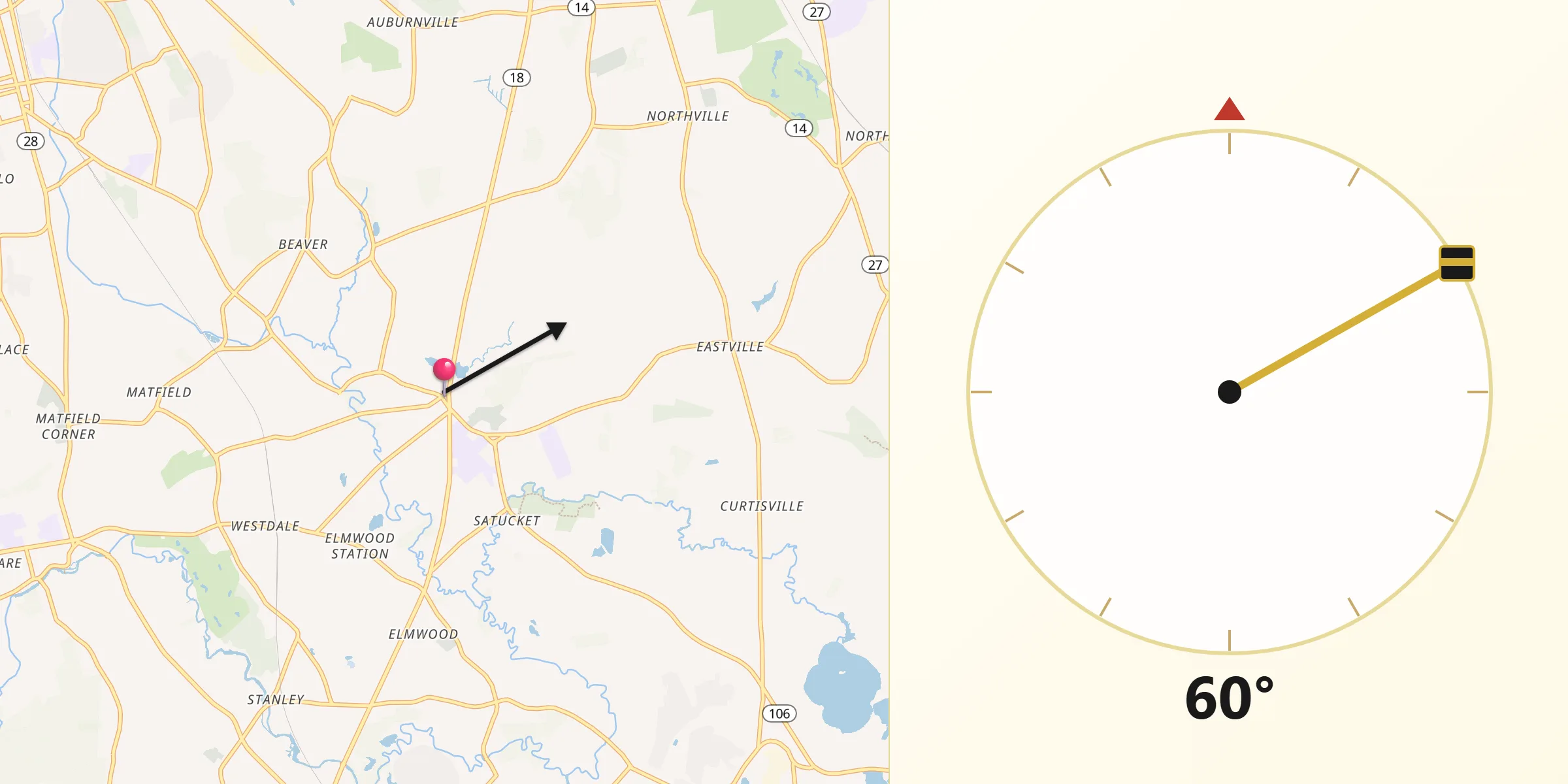 Qibla Direction from East Bridgewater