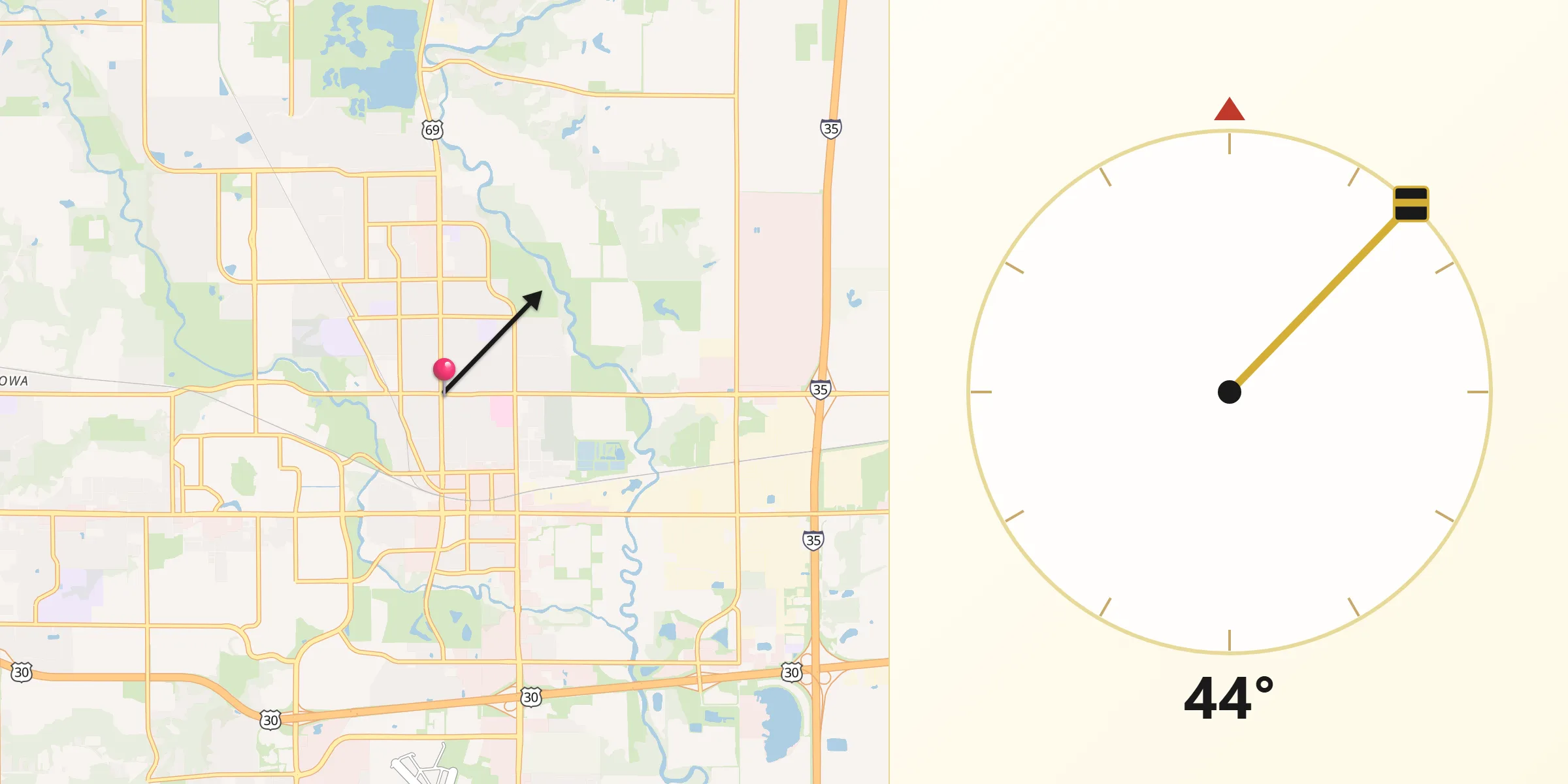Qibla Direction from Ames